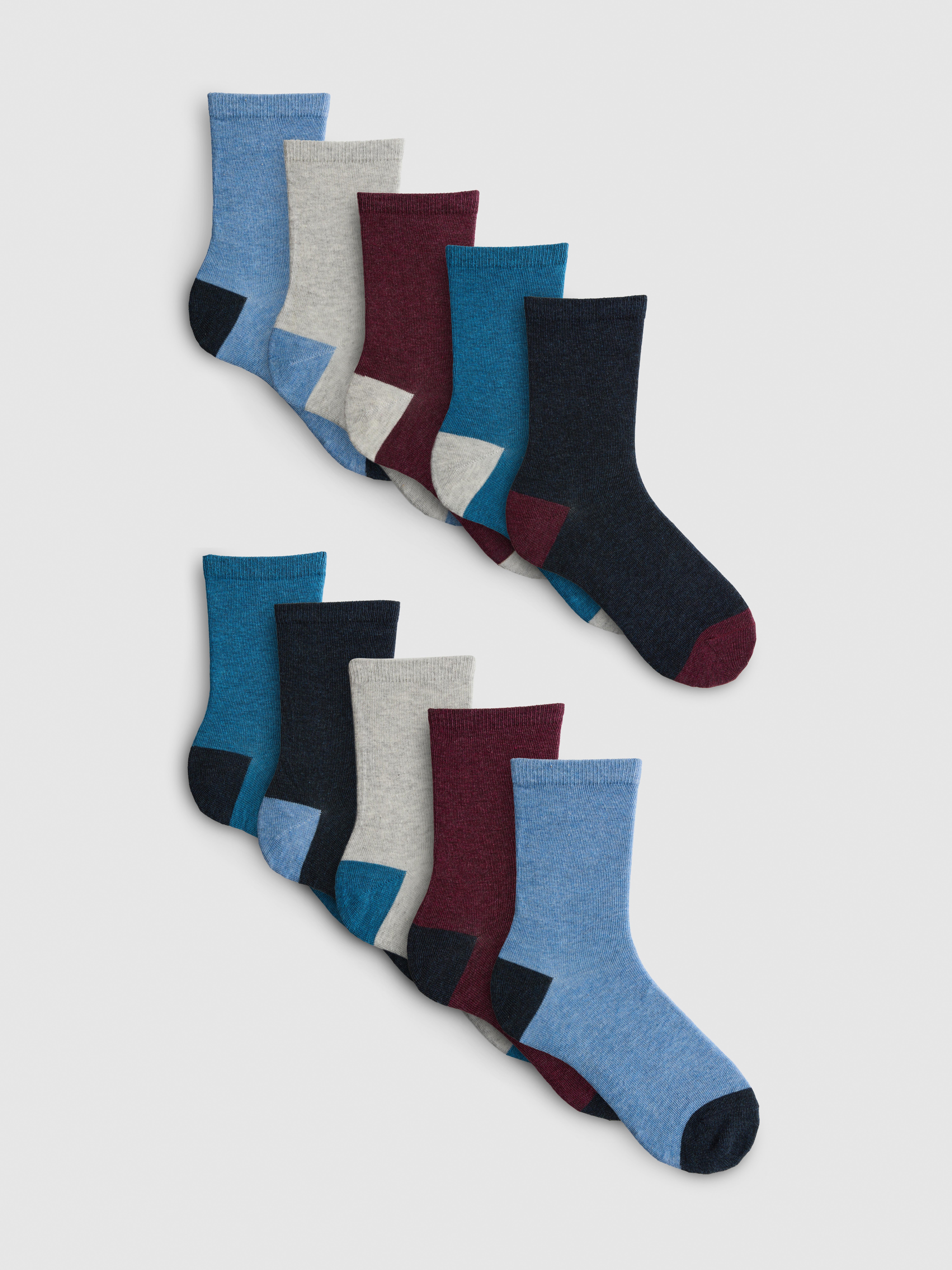 10pk Cotton-Rich Flat-Seam Ankle Socks