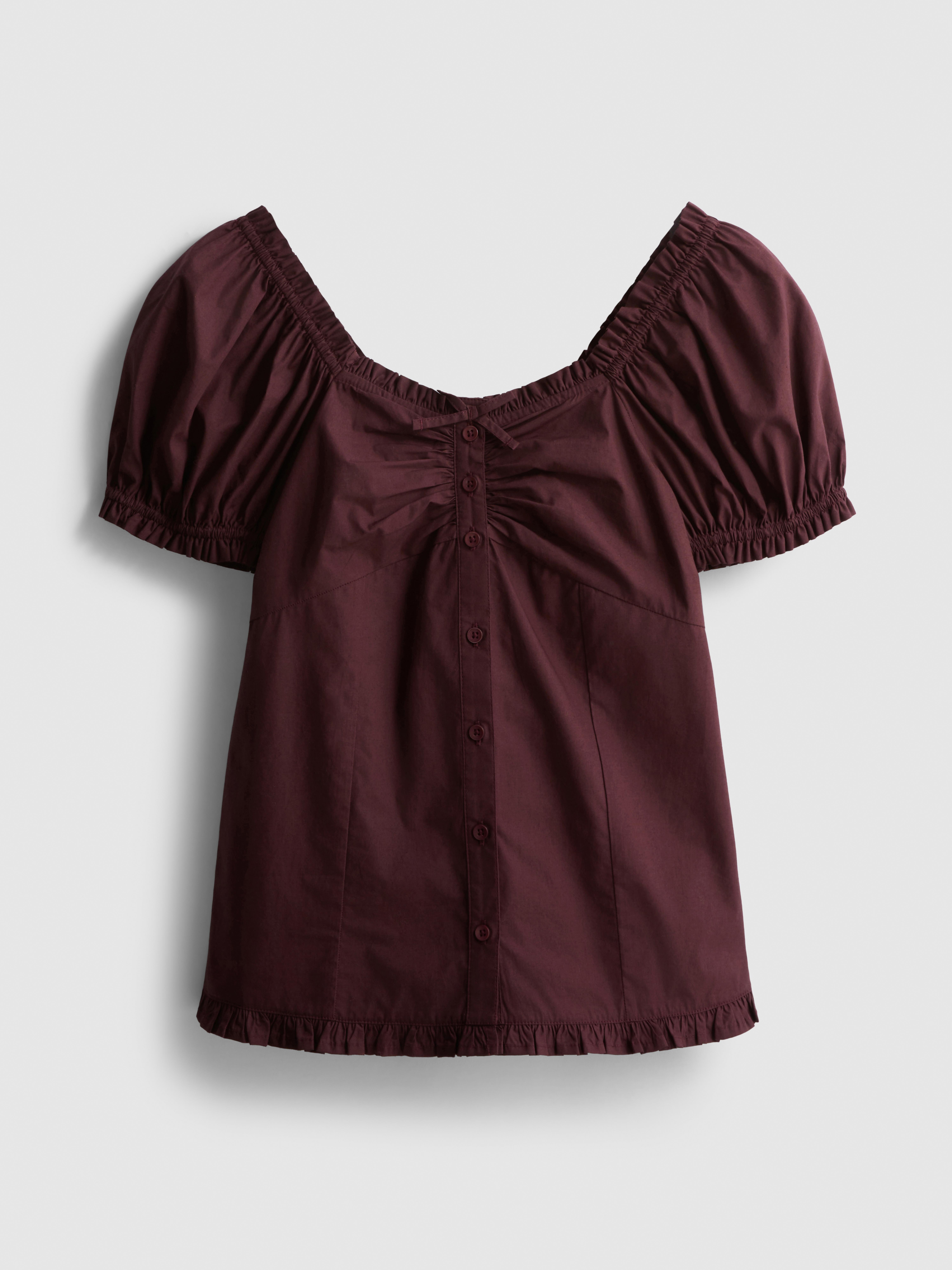 7-15 jr | Blouse met pofmouwen