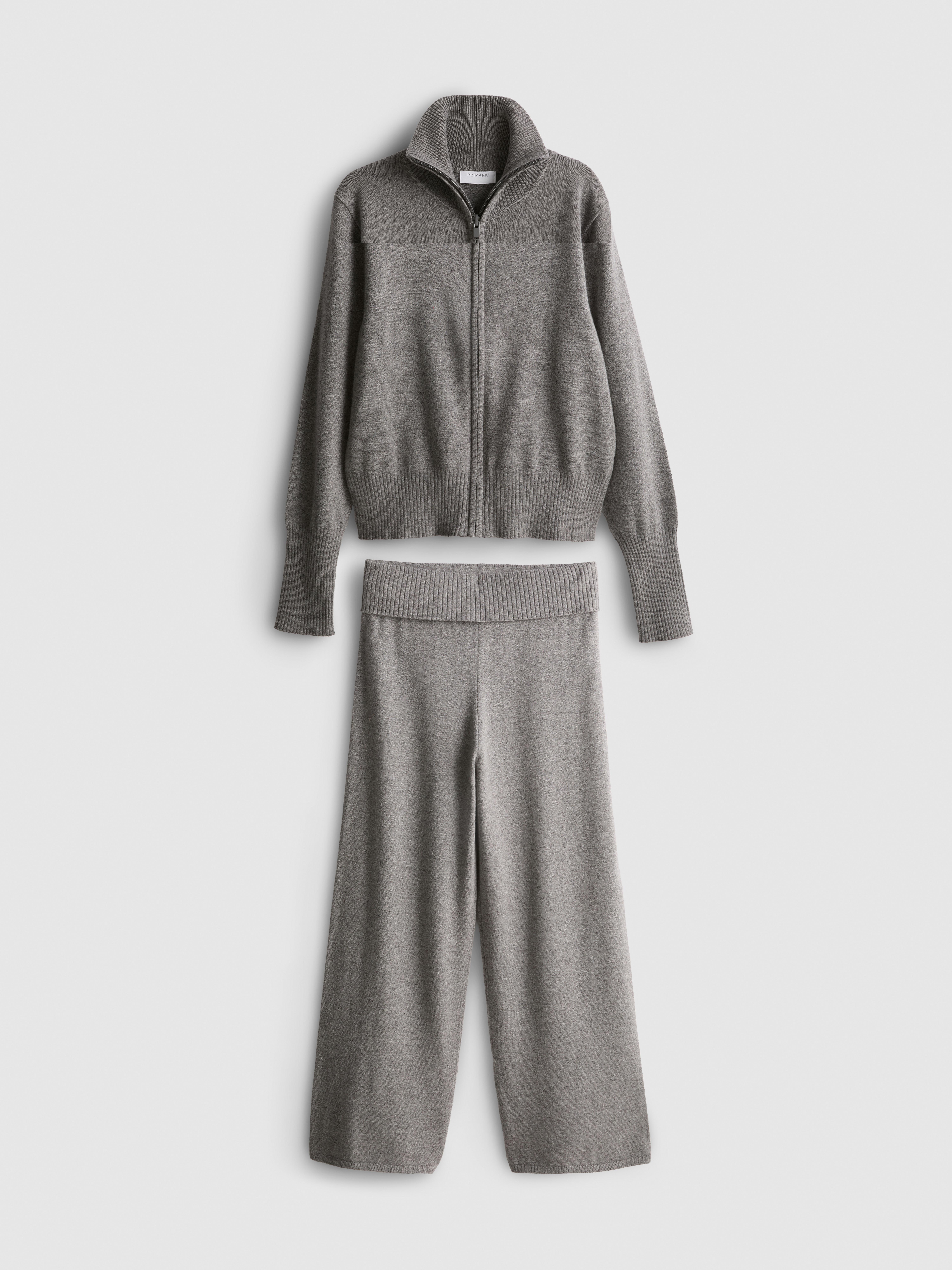 7-15yrs | High-Neck Zip-Up Sweatshirt and Knit Joggers Set