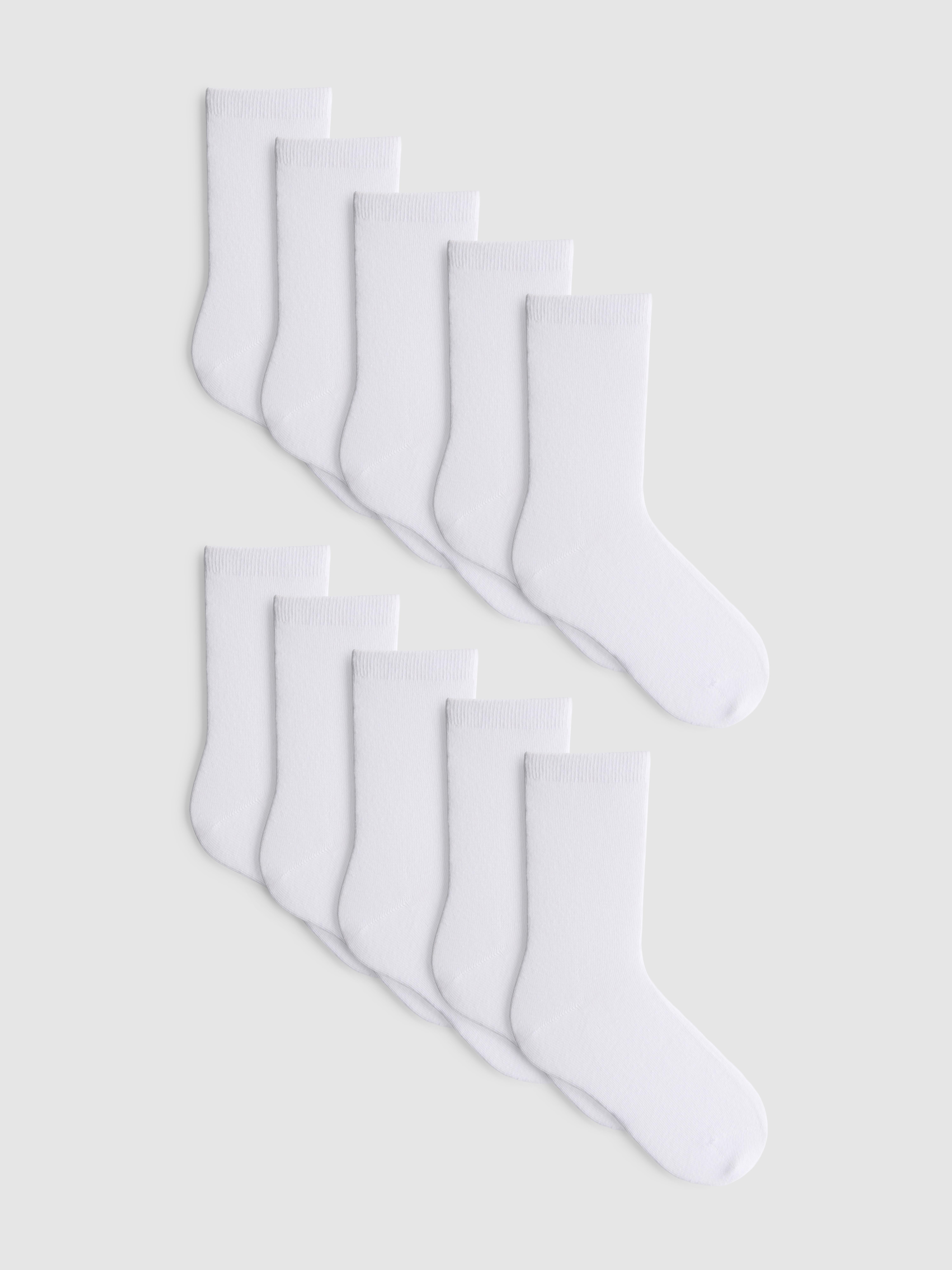 10pk Cotton-Rich Flat-Seam Ankle Socks