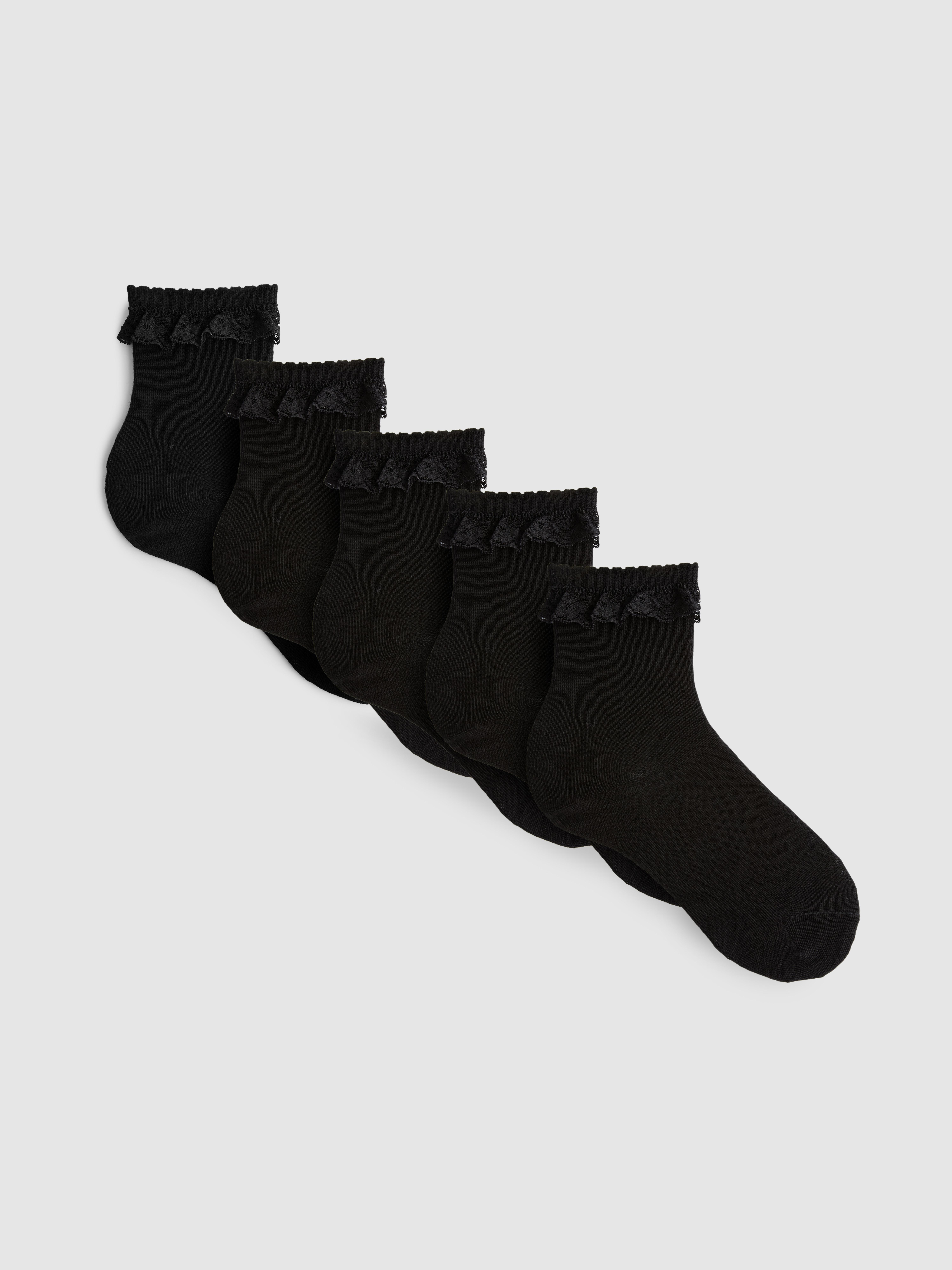 5pk Cotton Rich Ruffle Ankle Socks