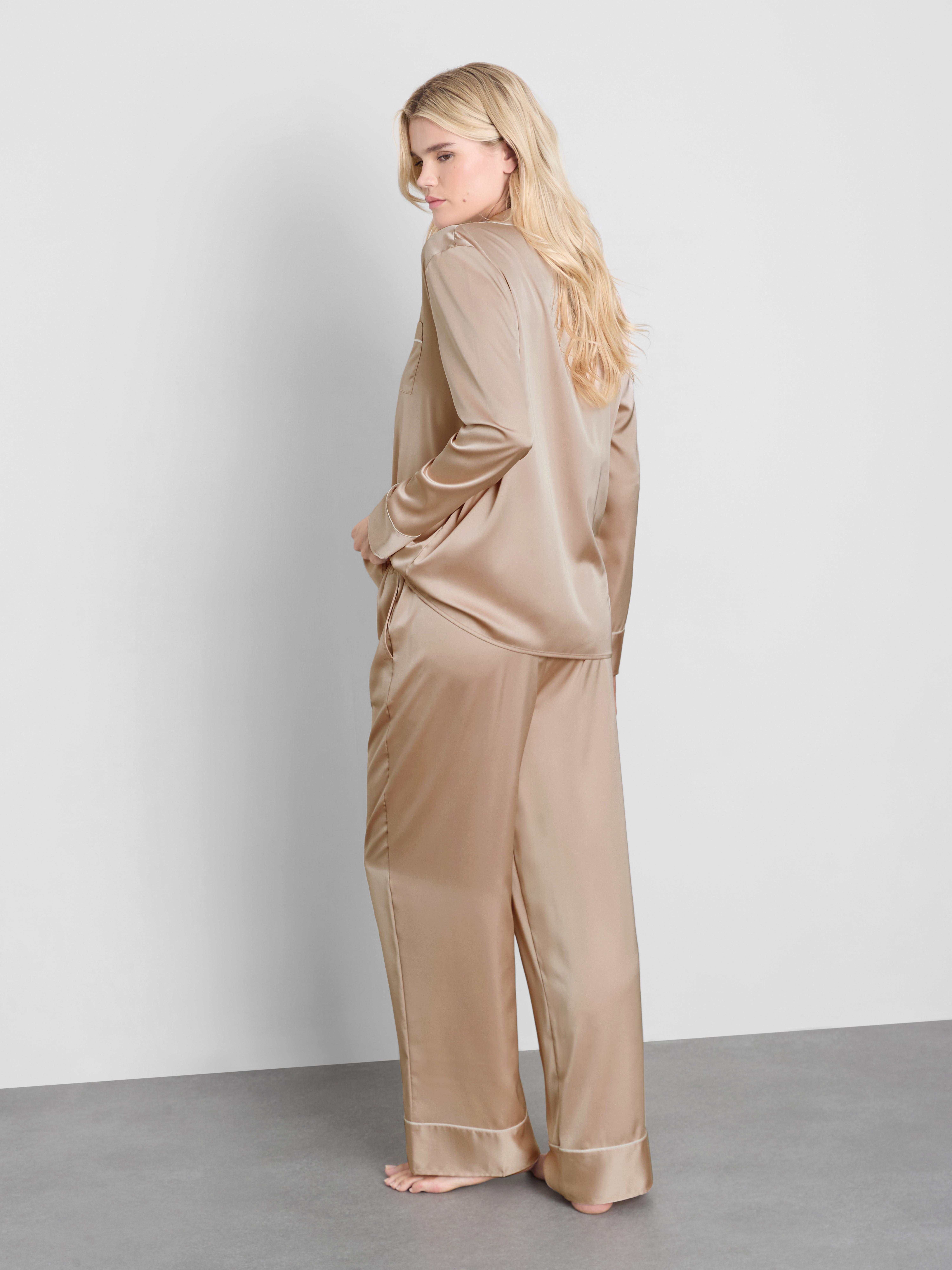 Pijama estilo Boyfriend cetim essencial - Cinzento-acastanhado - Mulher ...