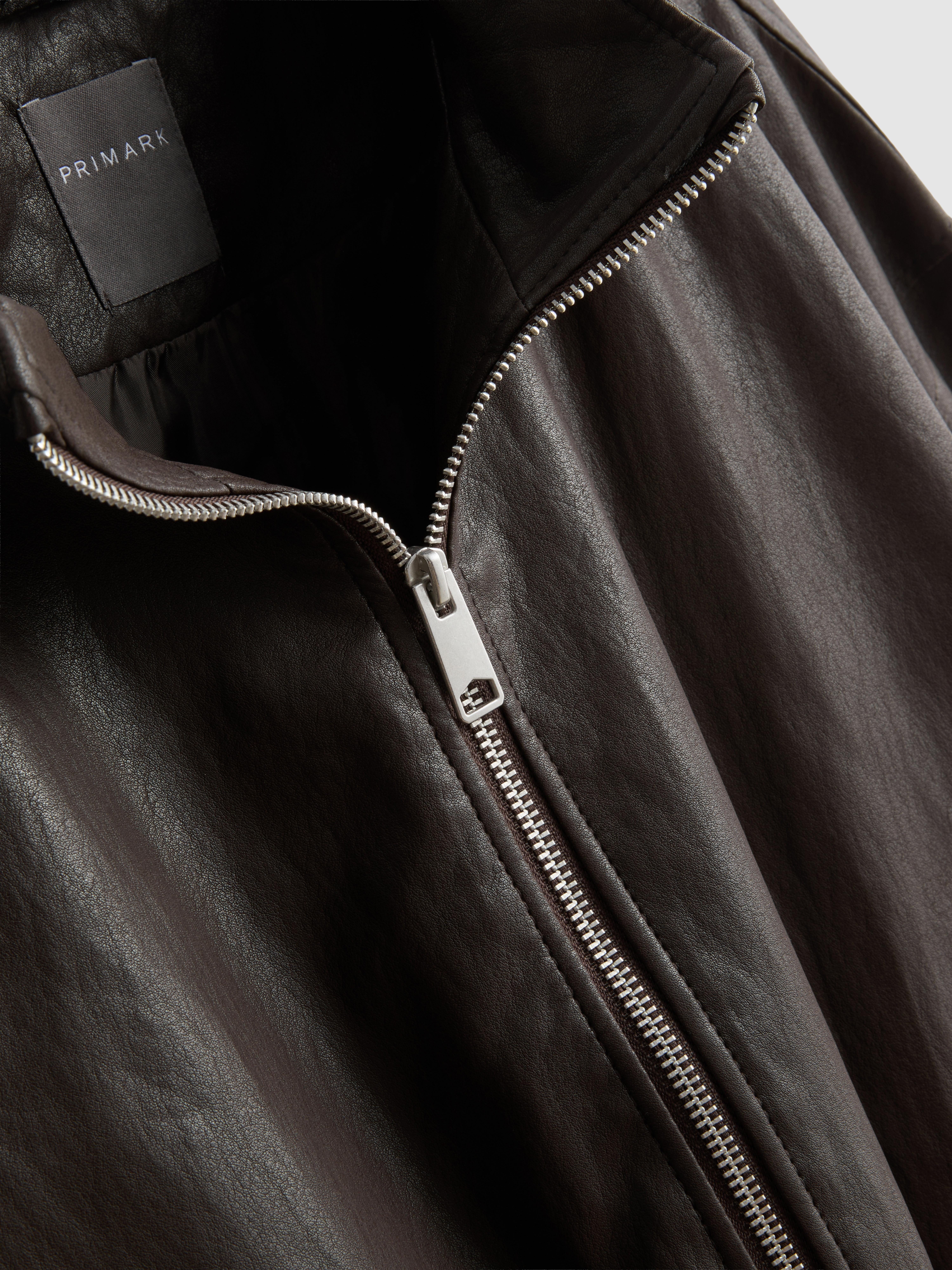 Faux Leather Funnel Jacket