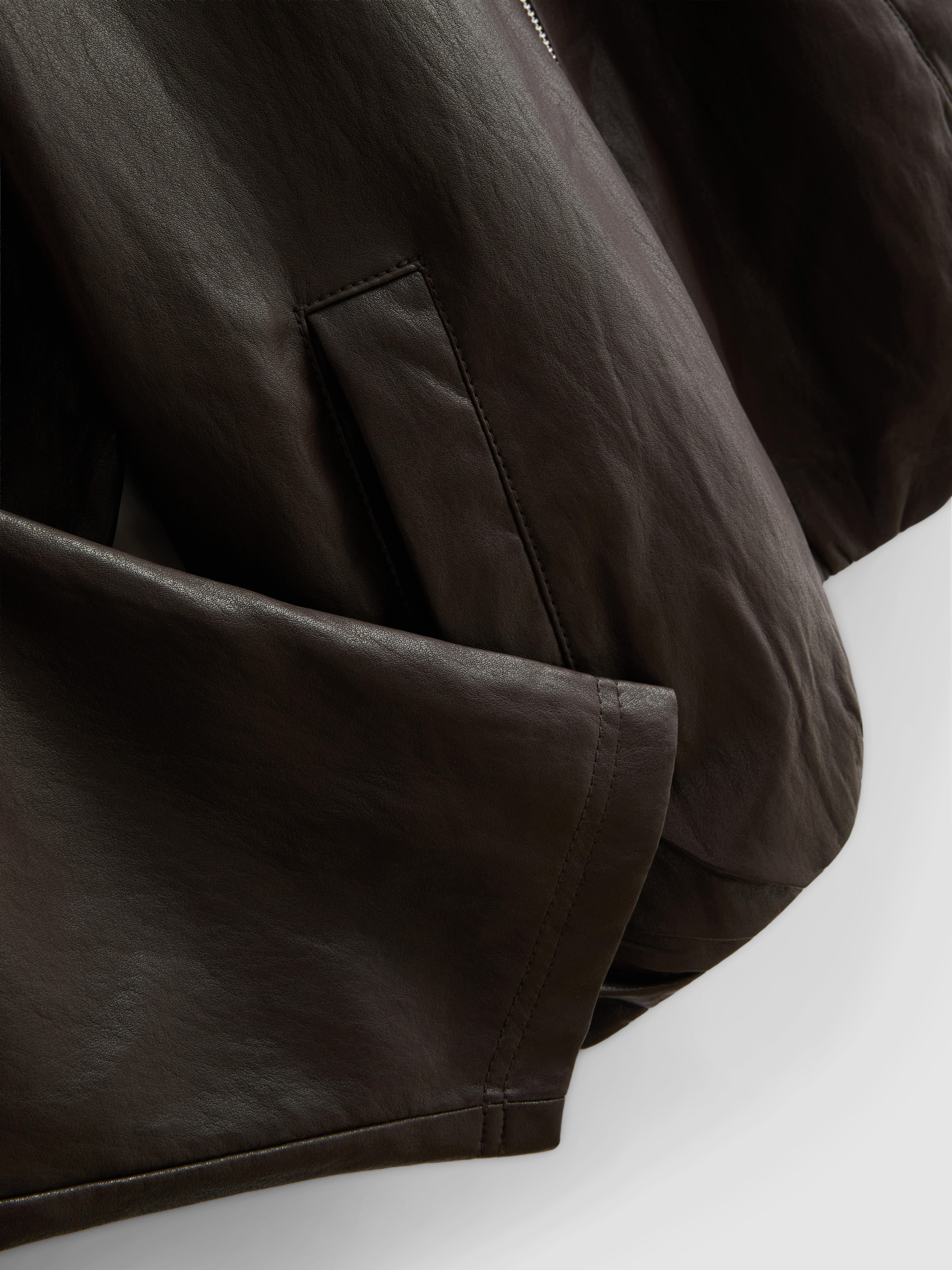 Faux Leather Funnel Jacket