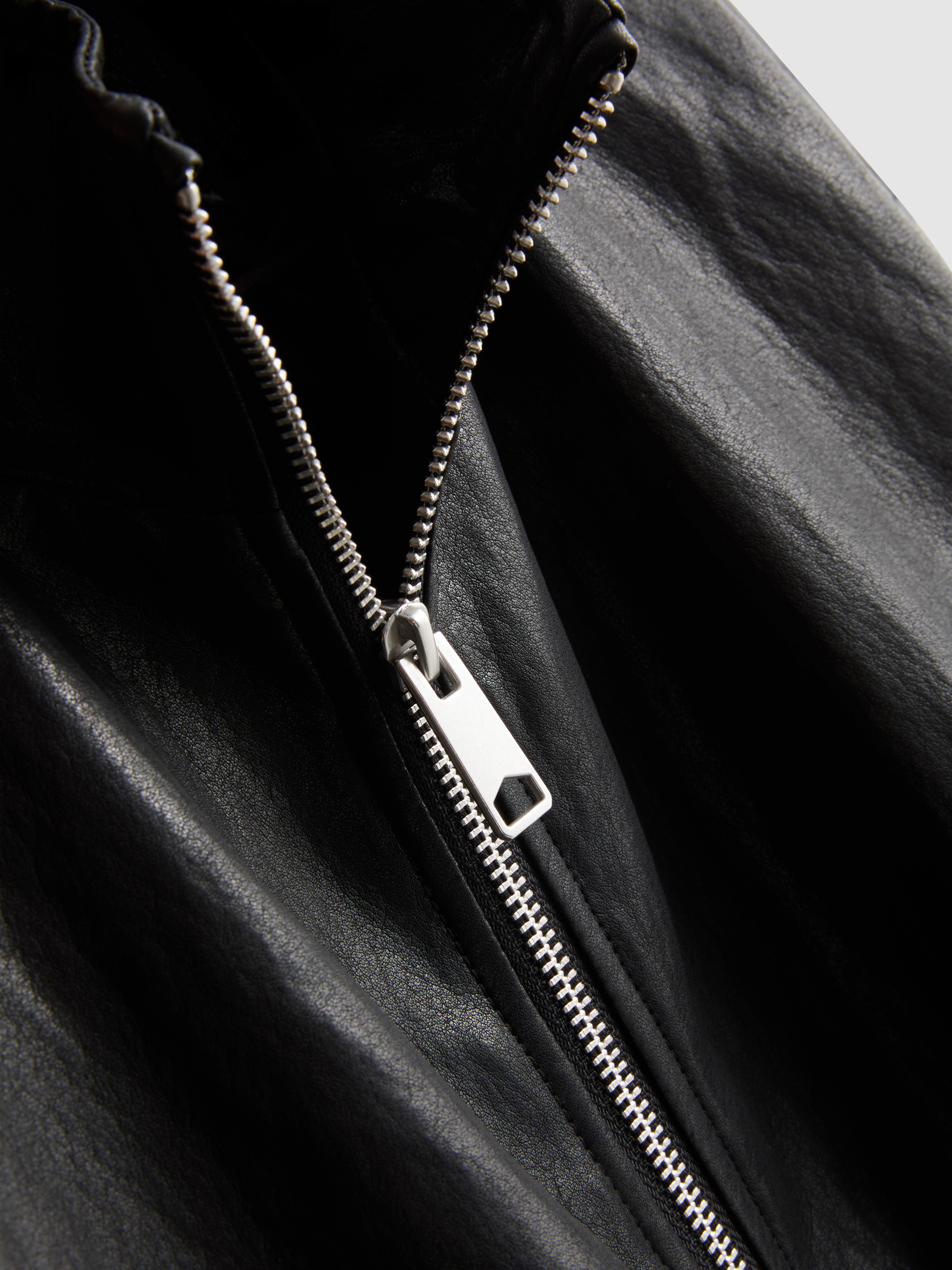 Faux Leather Funnel Jacket