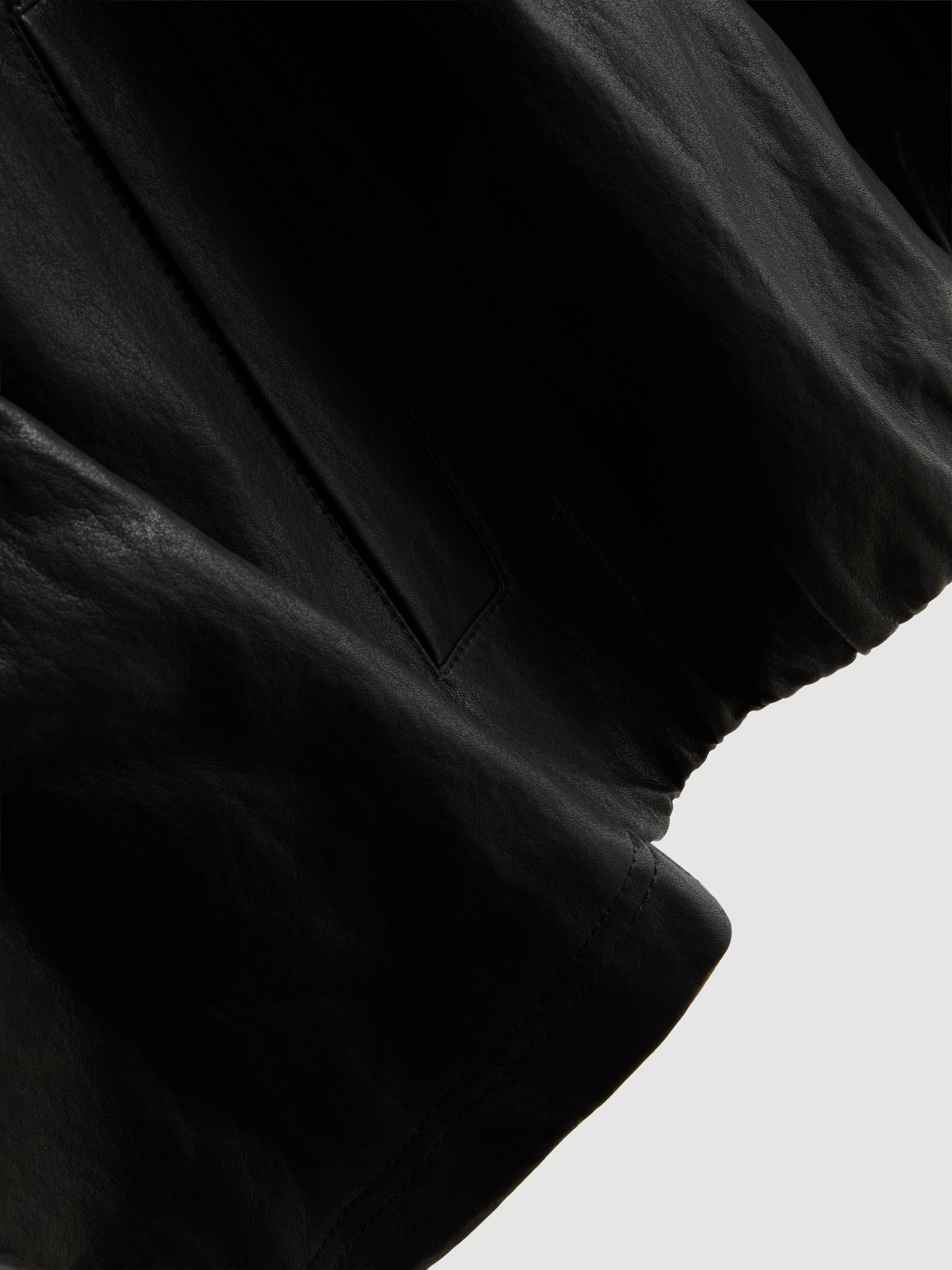 Faux Leather Funnel Jacket