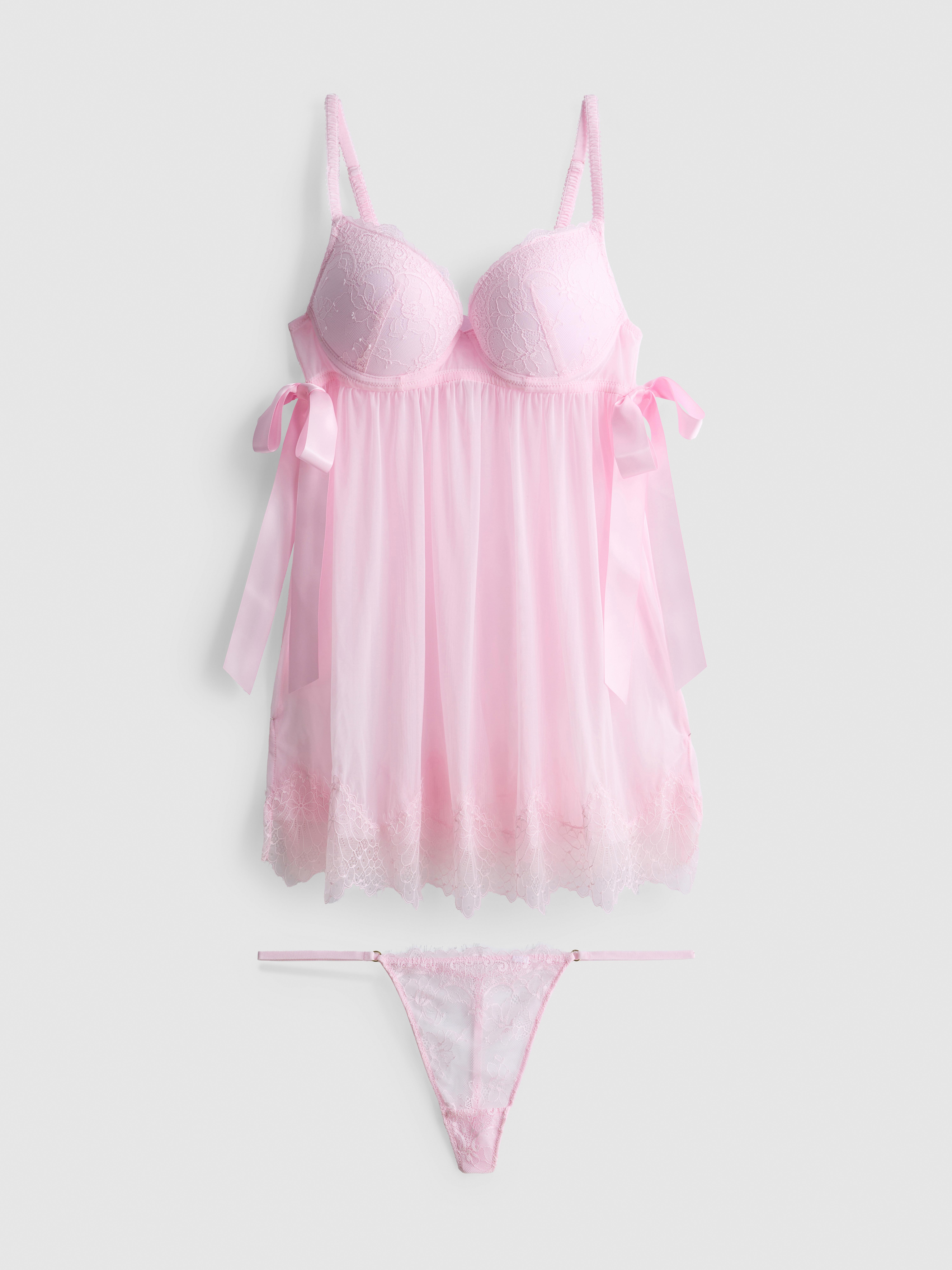 Mesh Lace Push-Up Babydoll Set