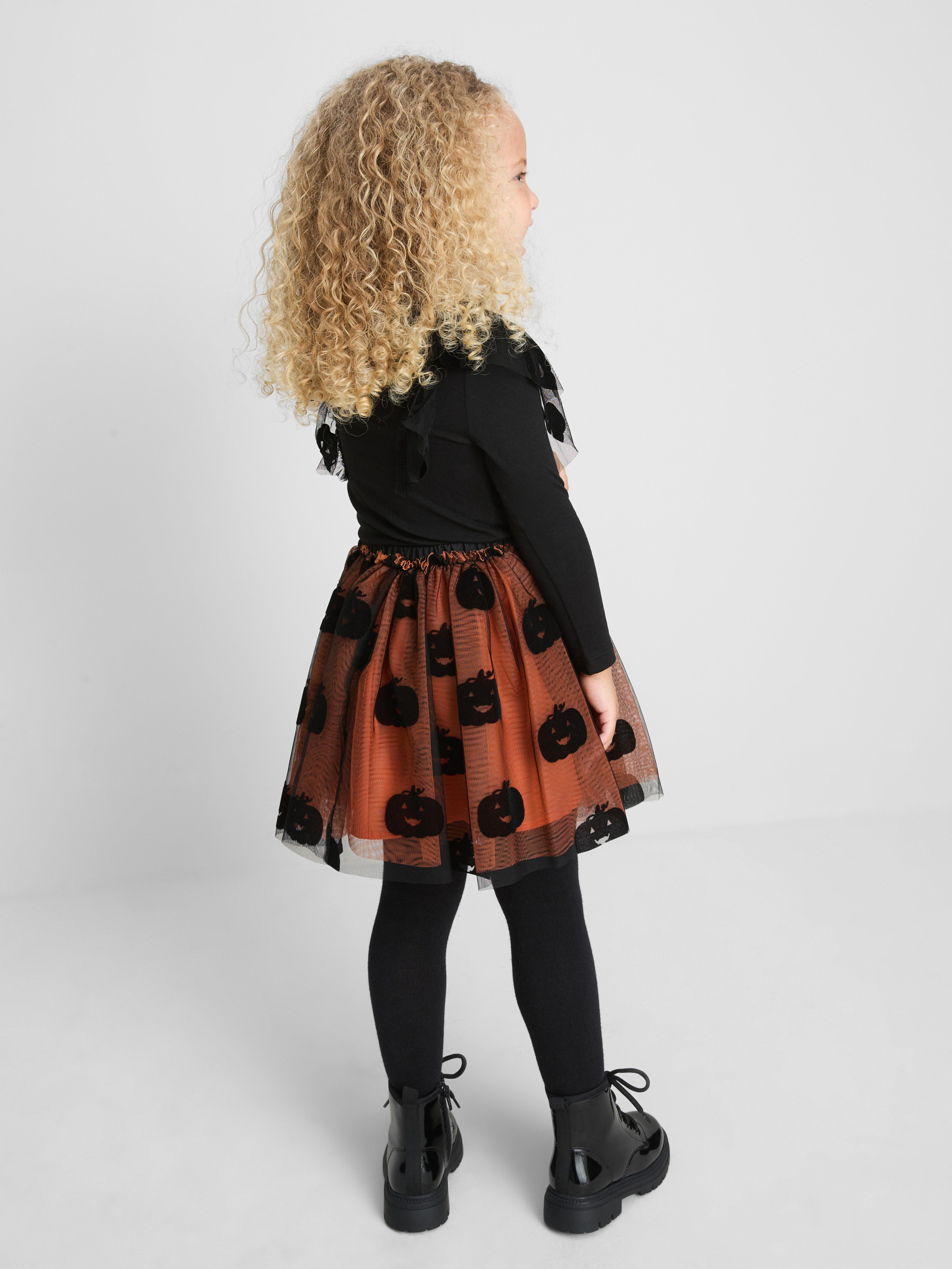 1-9yrs | Halloween Pumpkin Blouse and Tutu Skirt Set