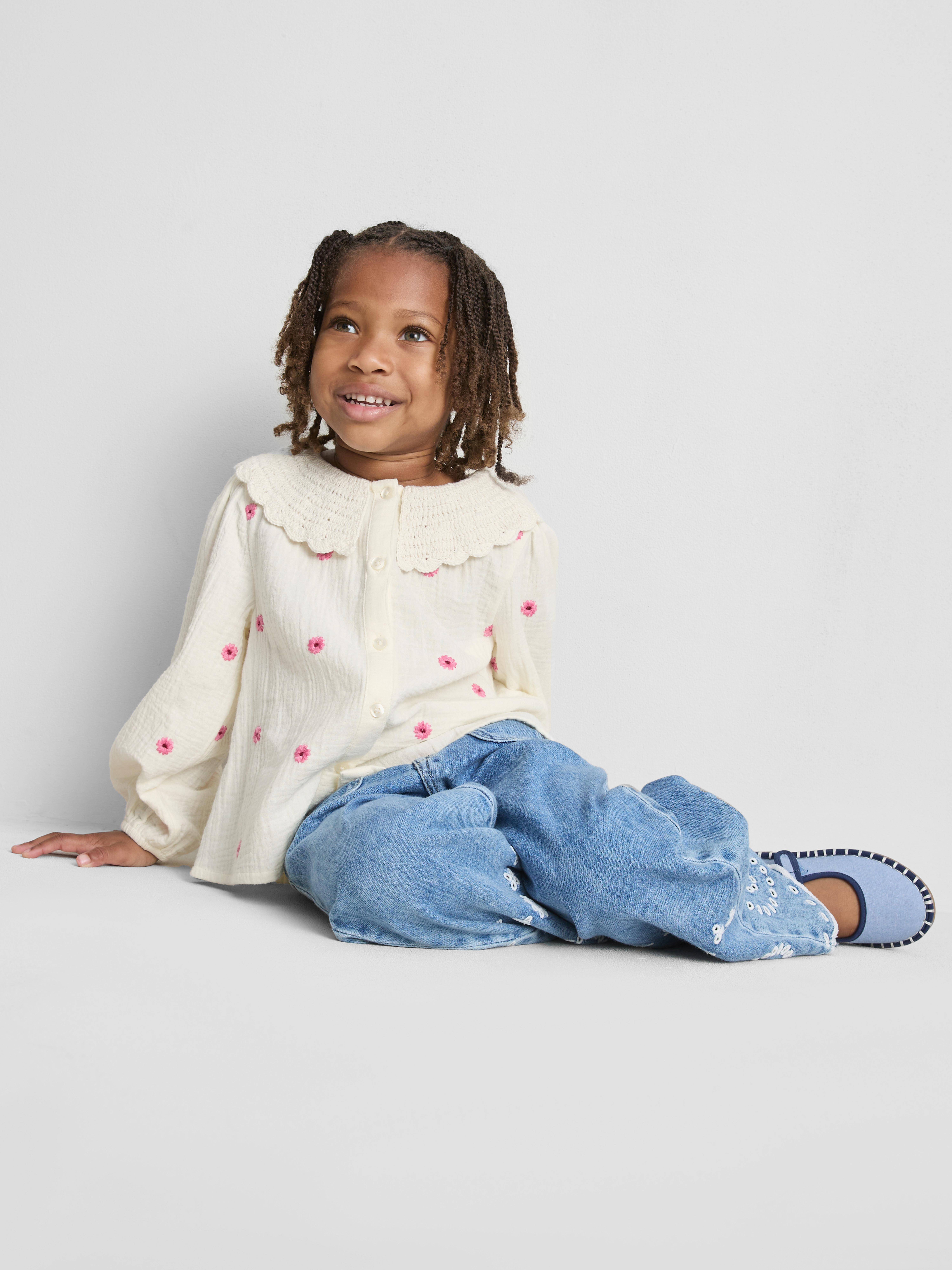 1-9 jr | Blouse met gehaakte kraag