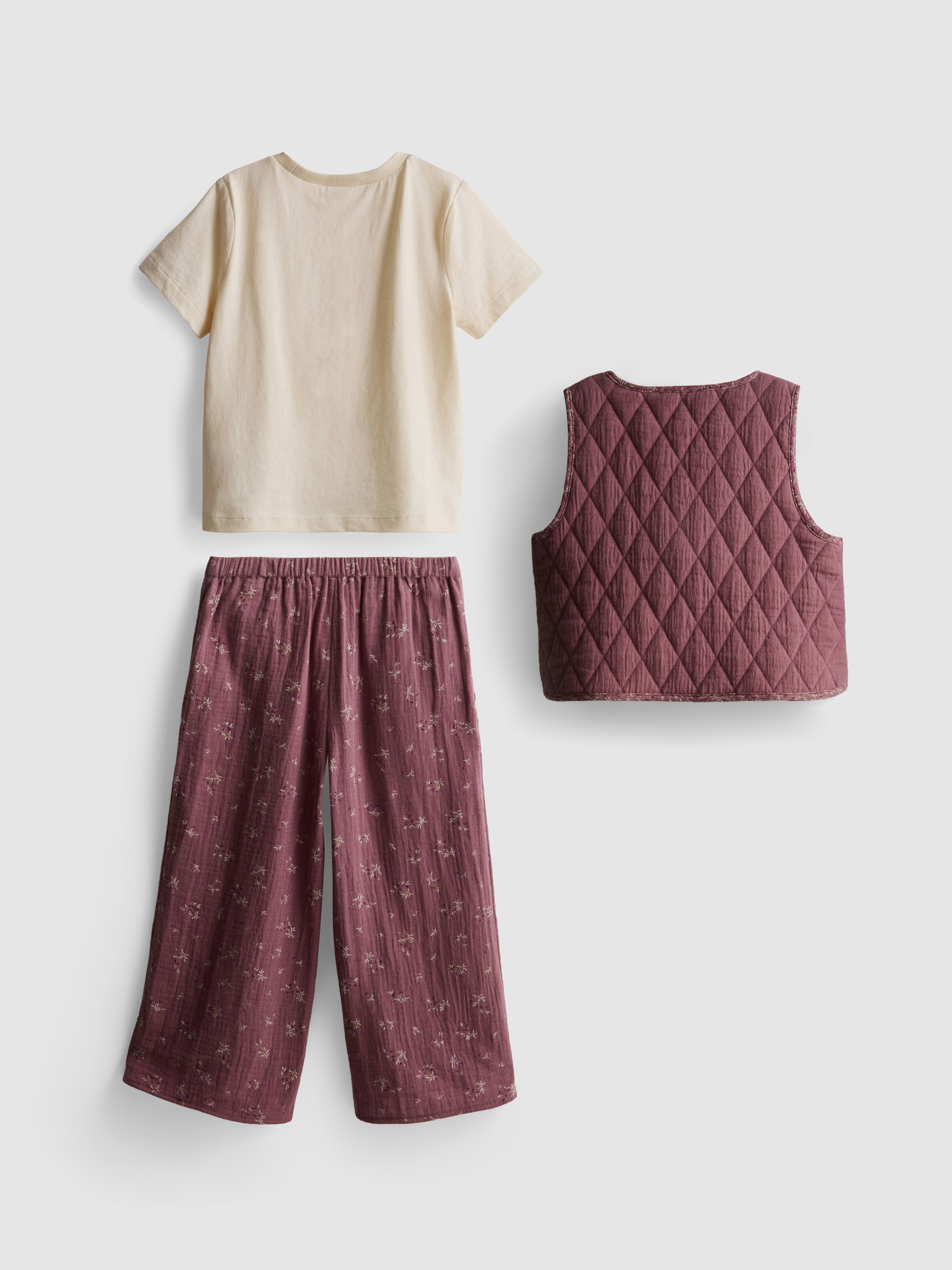 1-9yrs | T-Shirt, Pants and Sleeveless Jacket Set