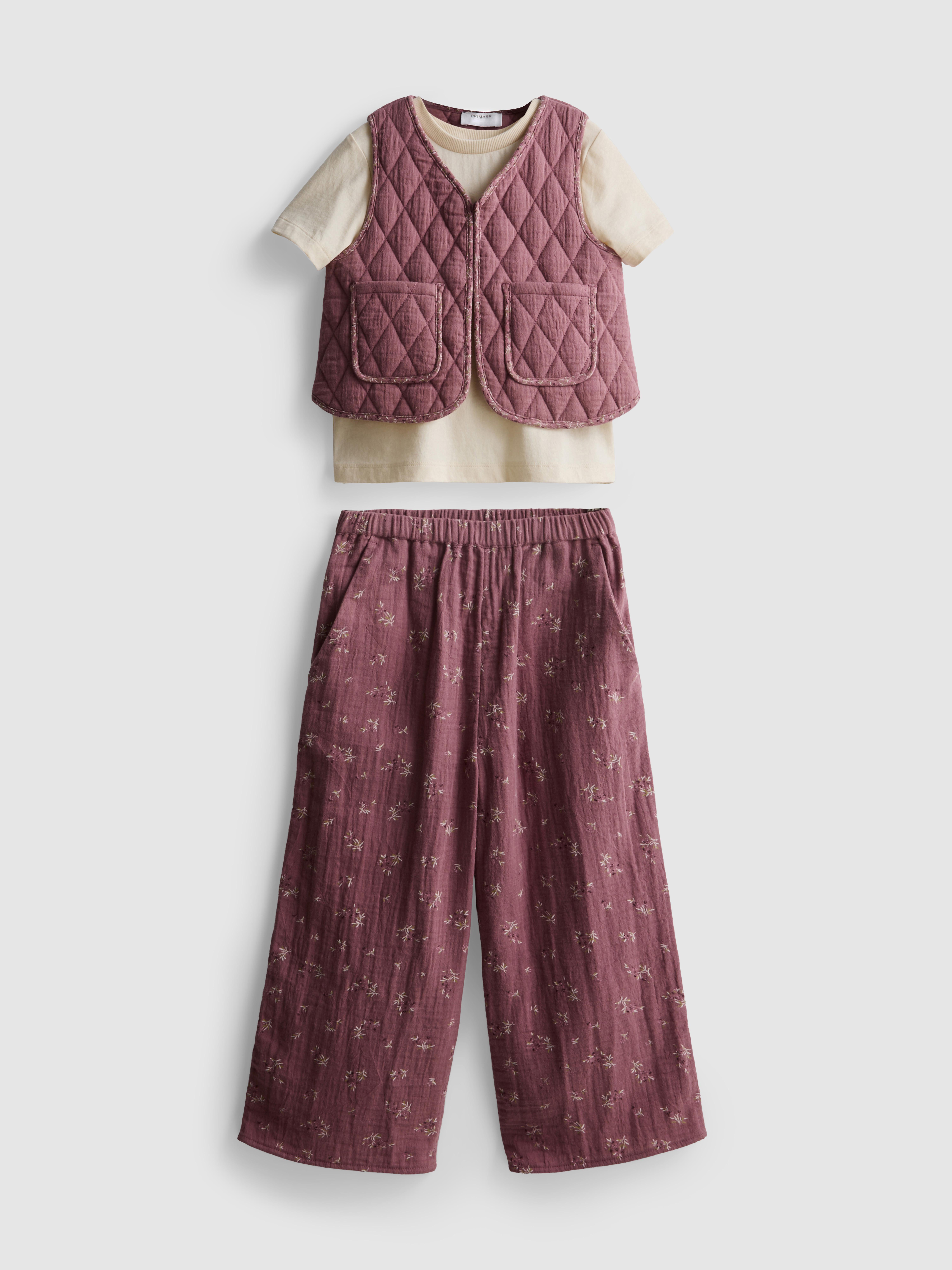 1-9yrs | T-Shirt, Pants and Sleeveless Jacket Set