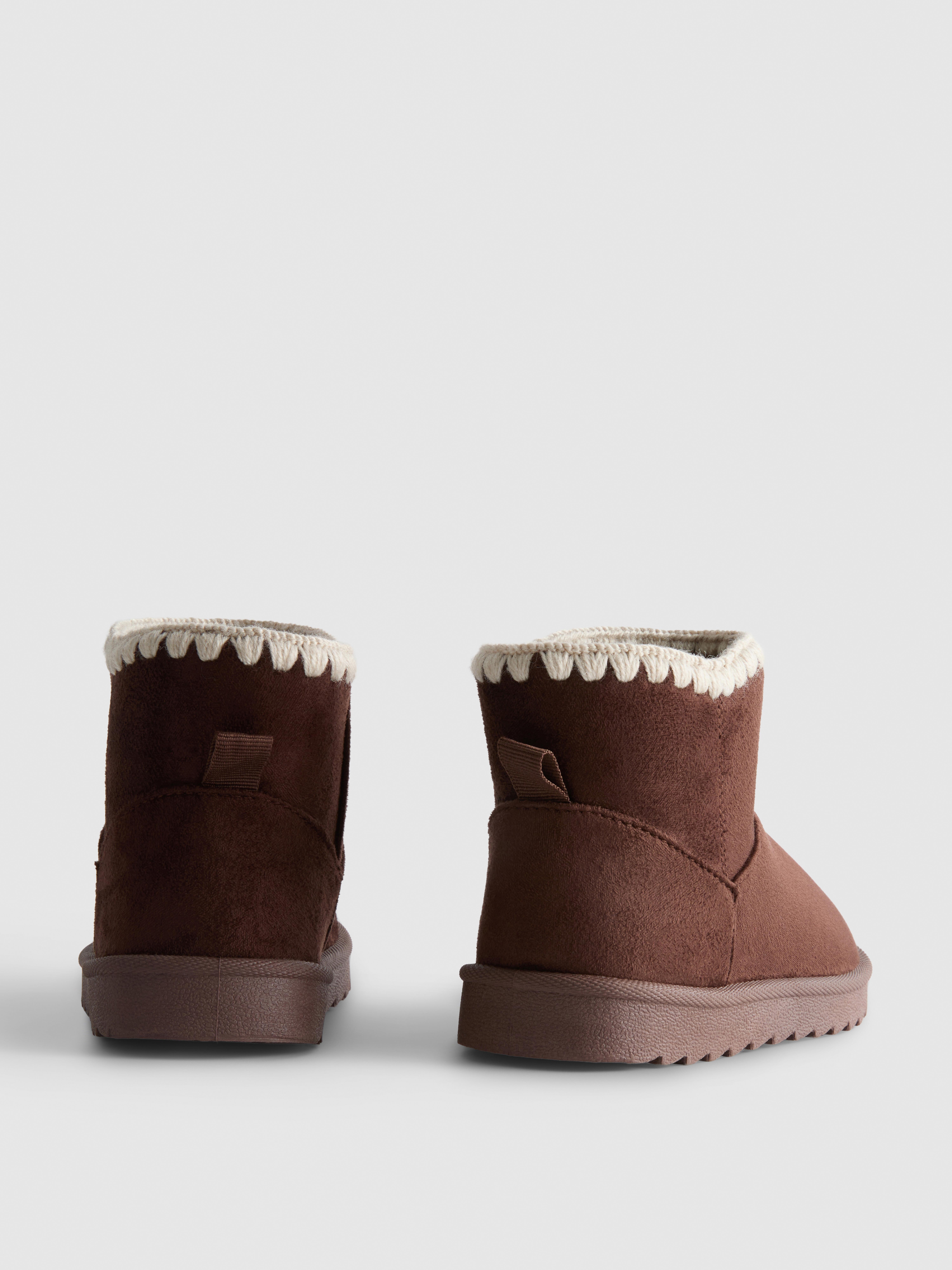 Embroidered Trim Faux Suede Boots