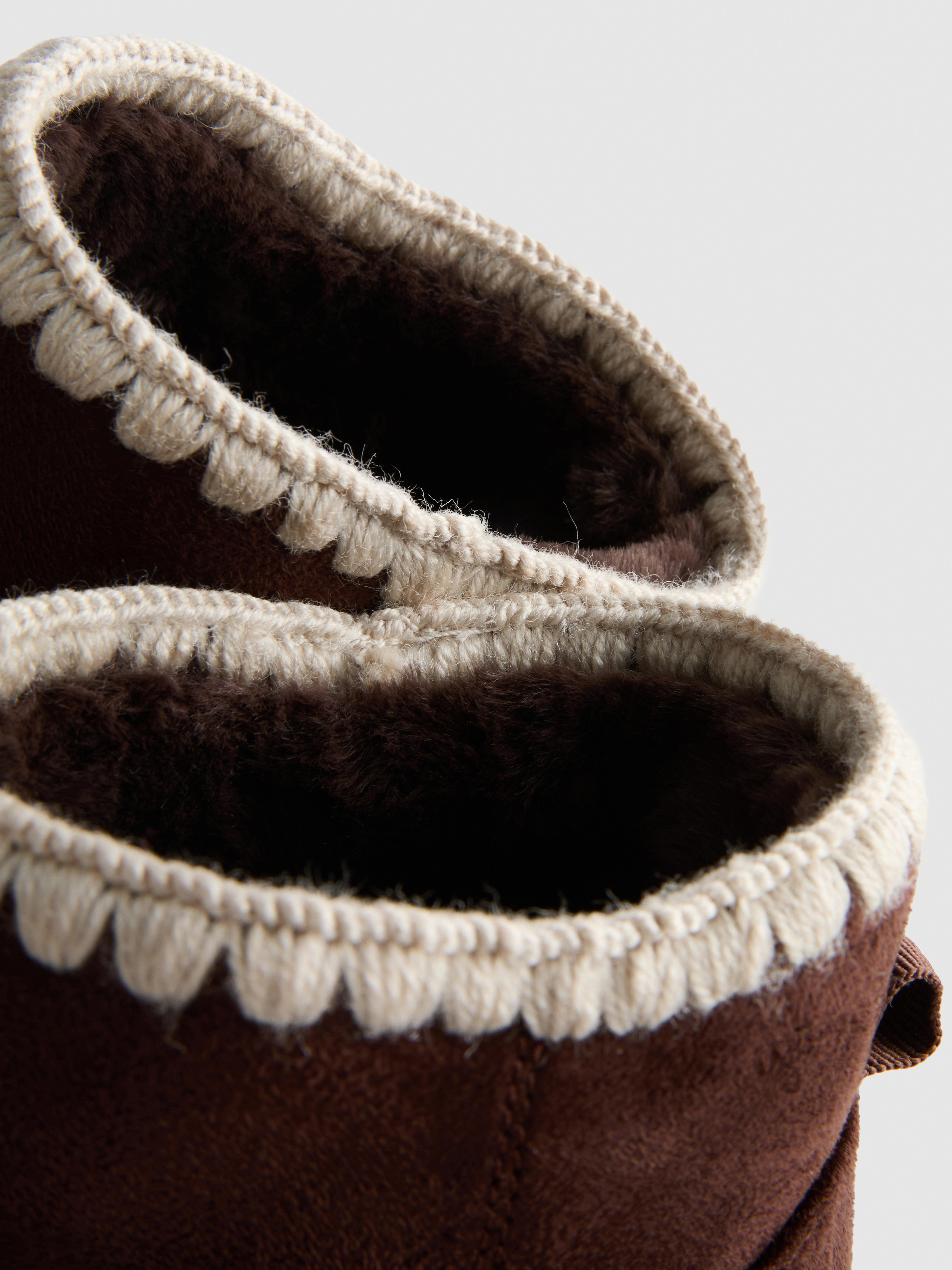 Embroidered Trim Faux Suede Boots