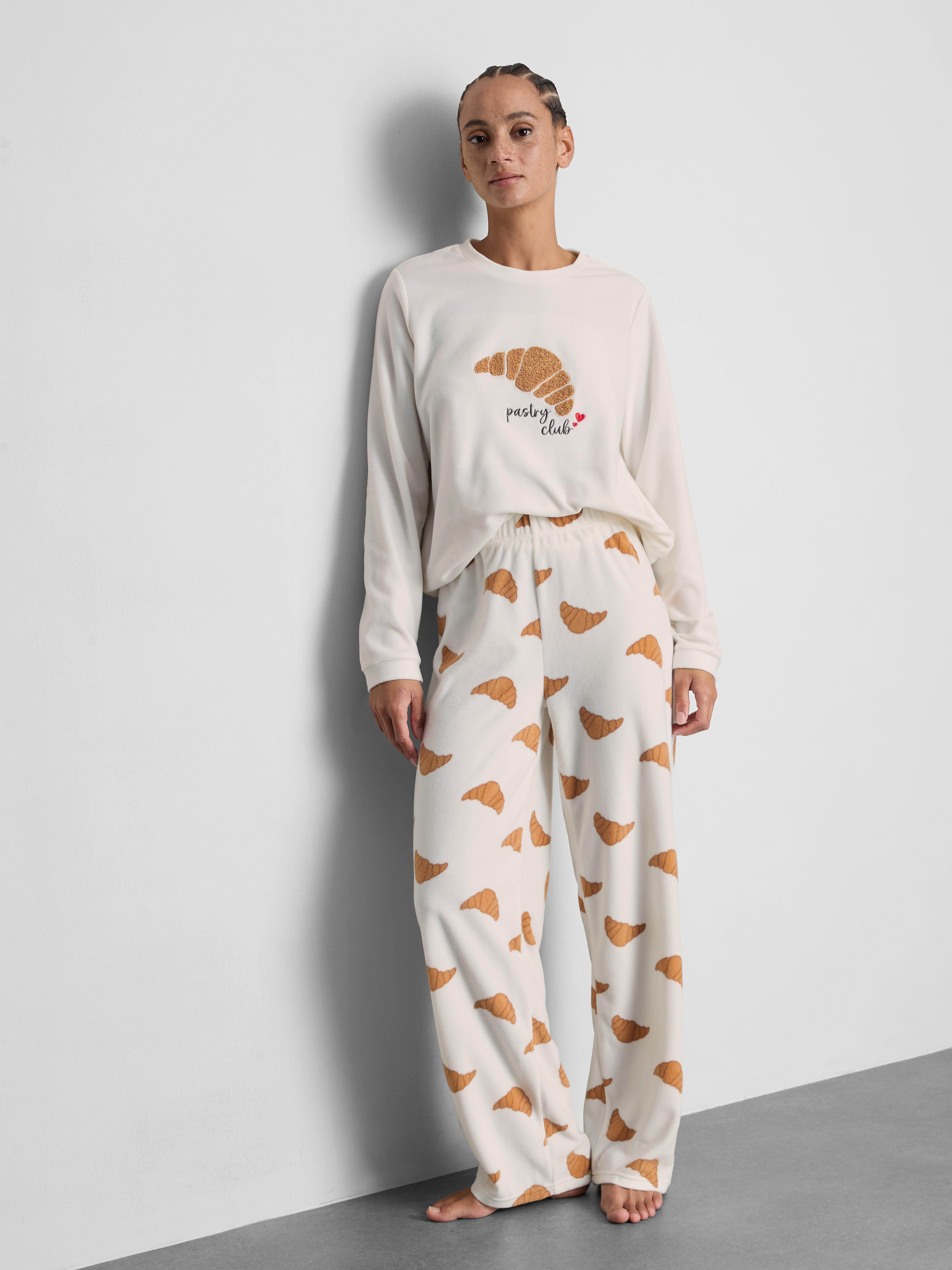 Pyjama sweat-shirt en micropolaire Ivoire