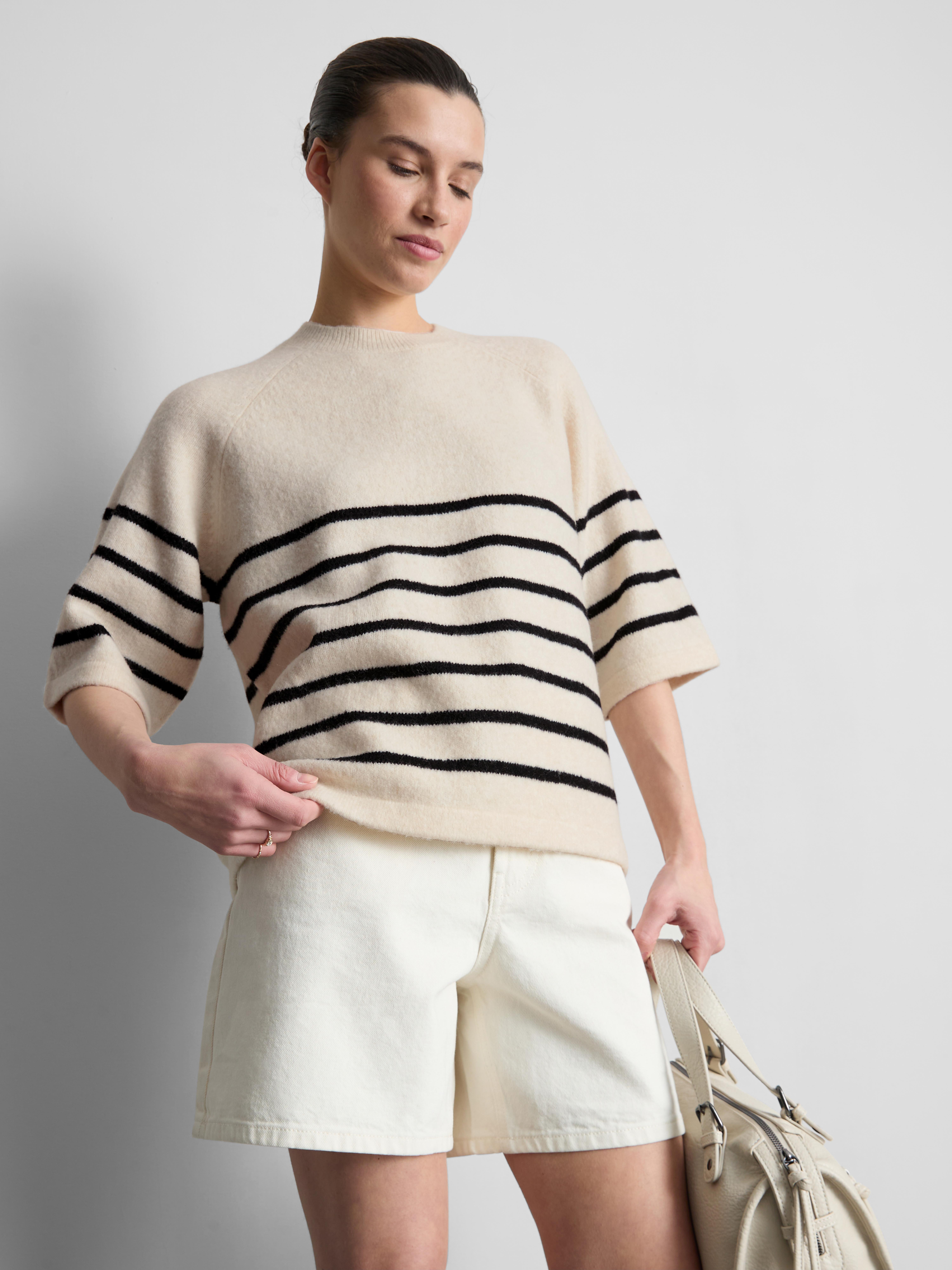 Wool Blend Knitted Boxy T-Shirt