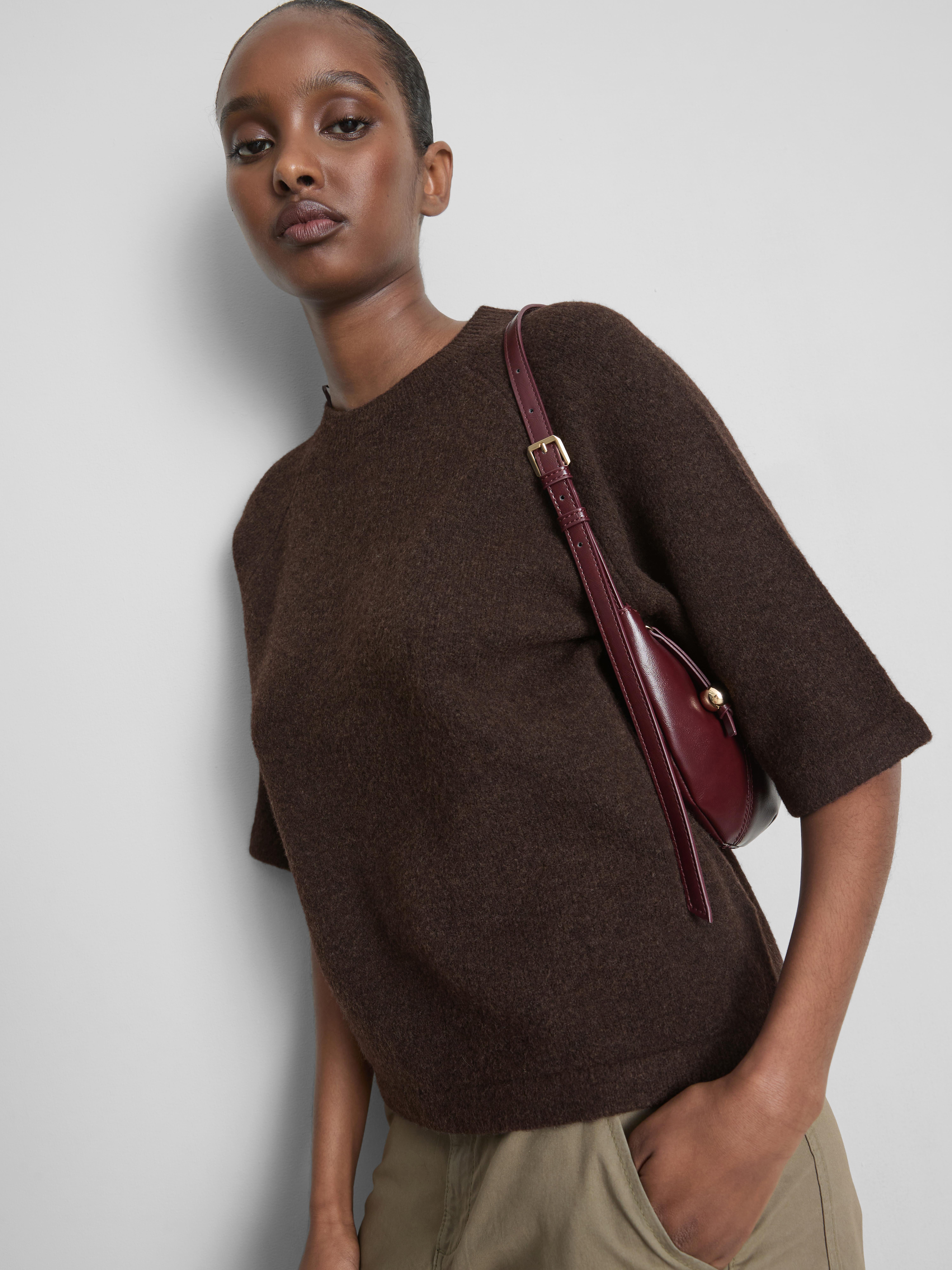 Wool Blend Knitted Boxy T-Shirt