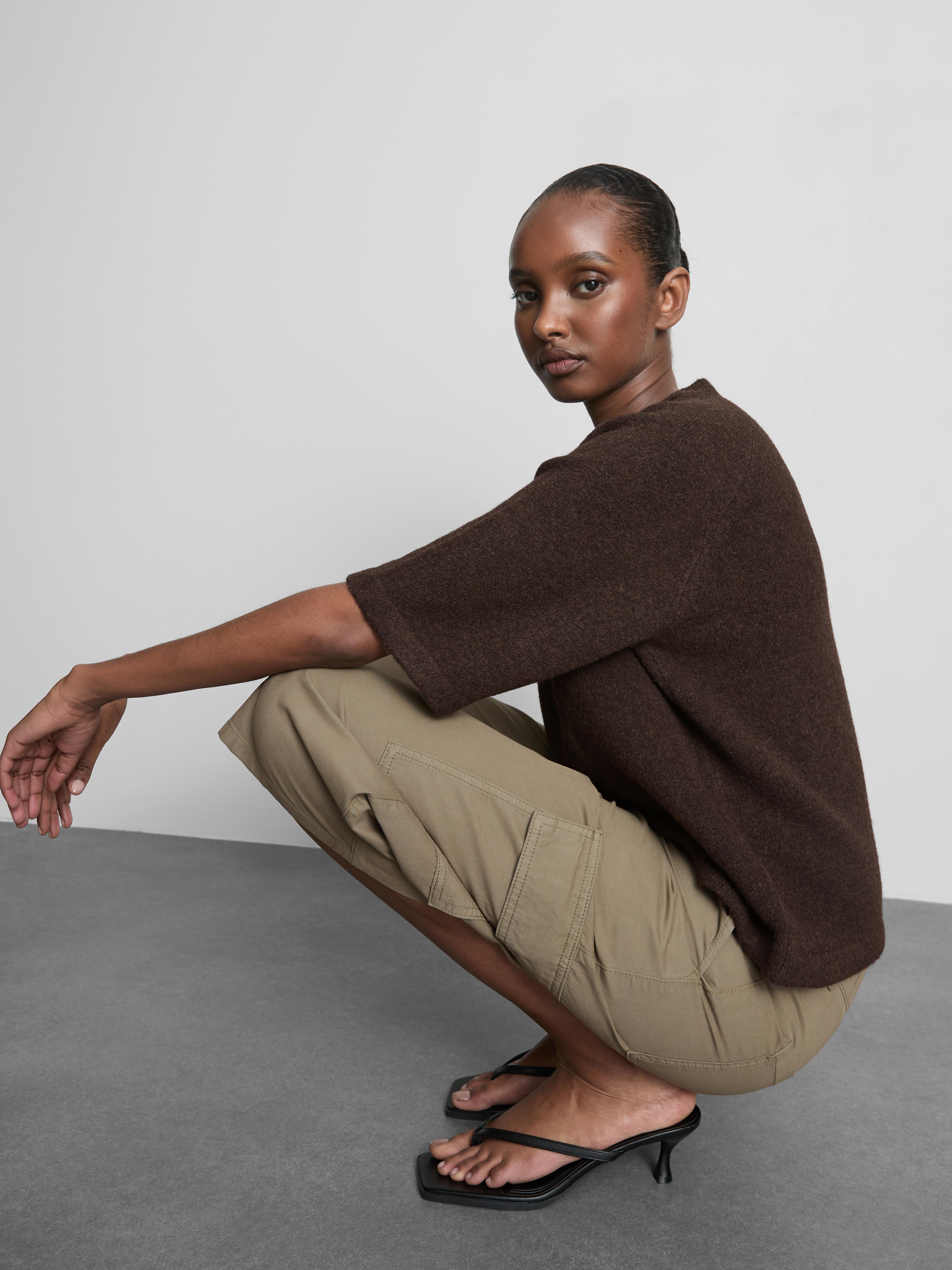 Wool Blend Knitted Boxy T-Shirt