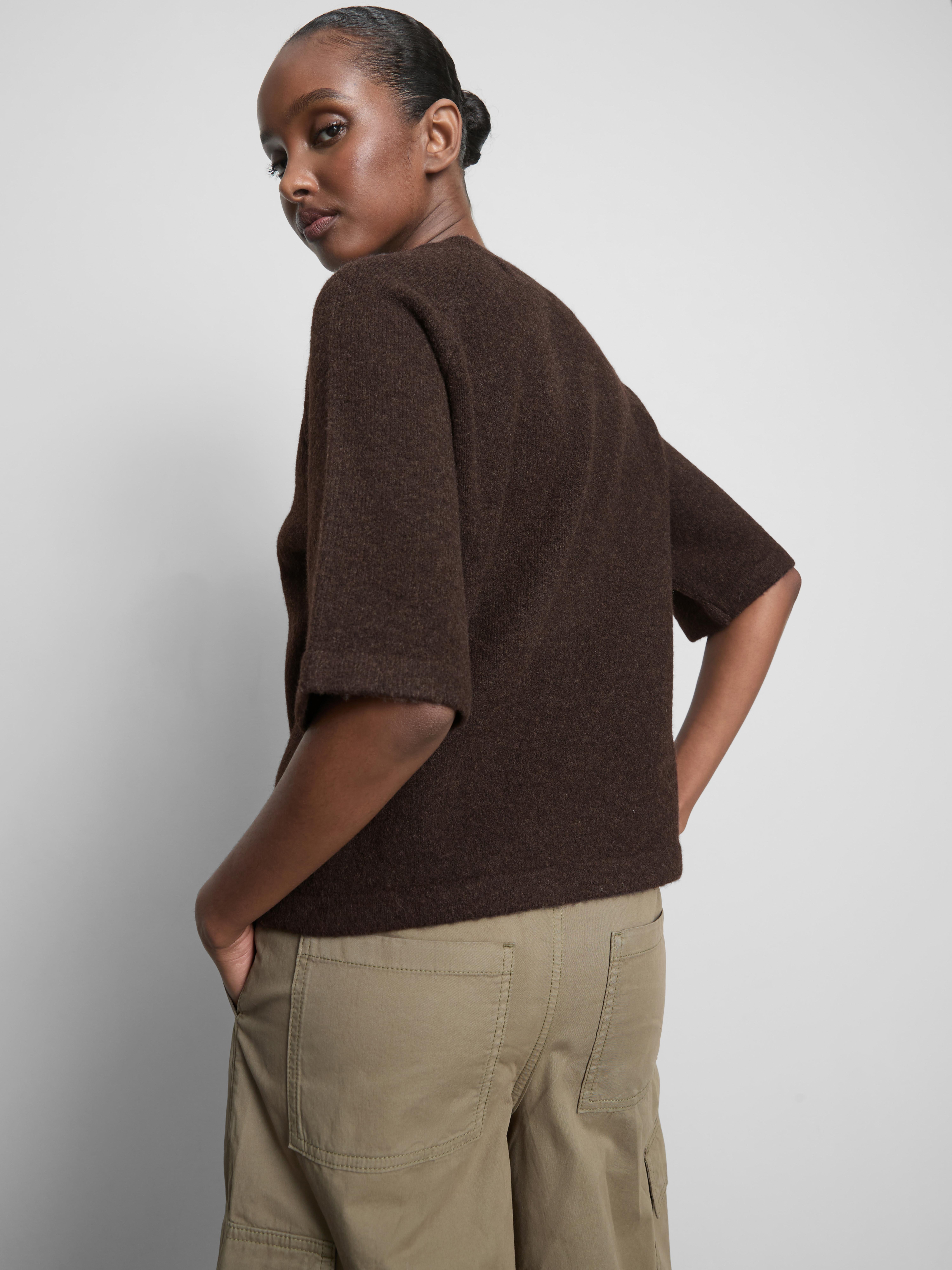 Wool Blend Knitted Boxy T-Shirt