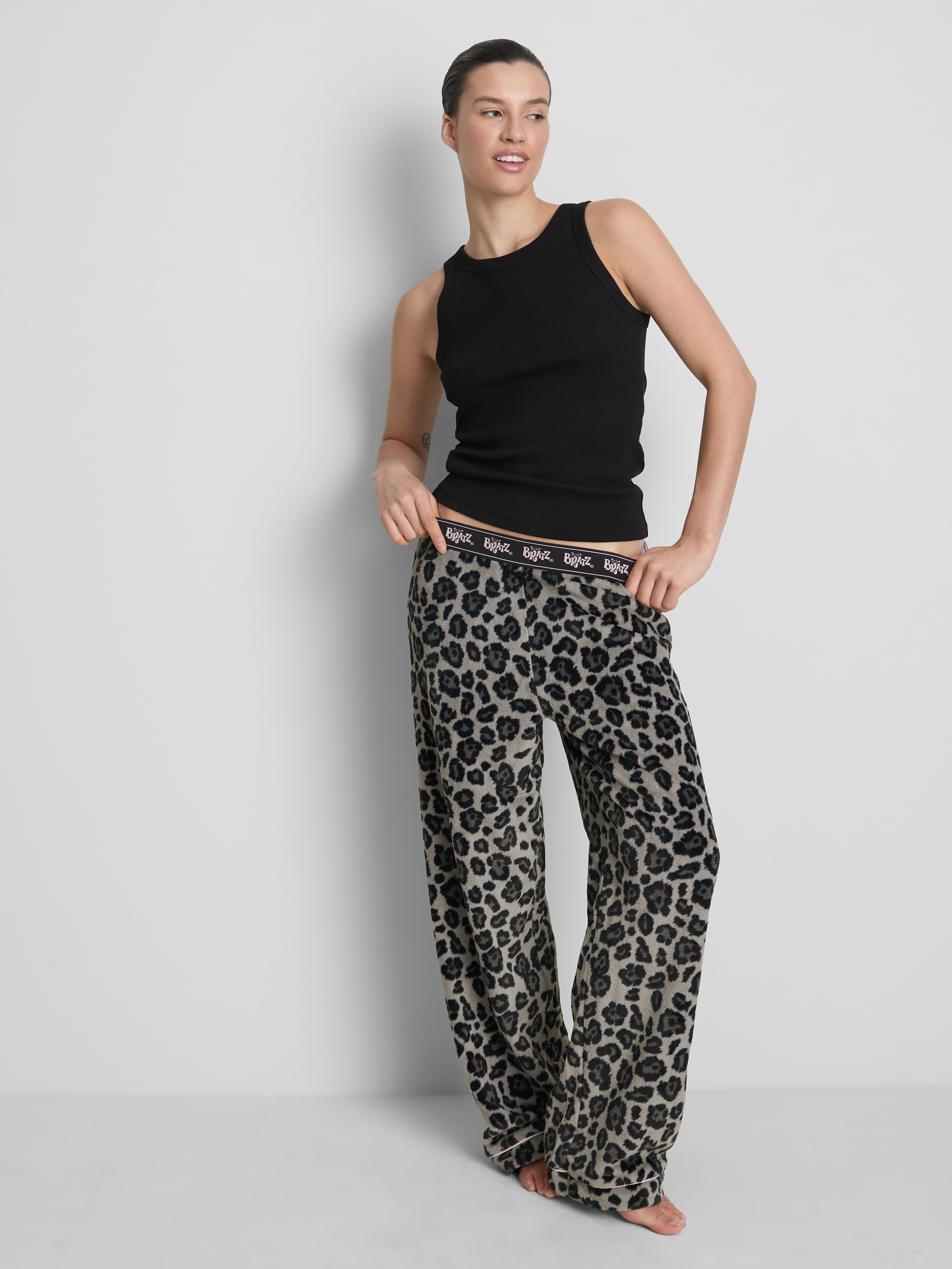 Pluchen pyjamabroek met luipaardprint Bratz