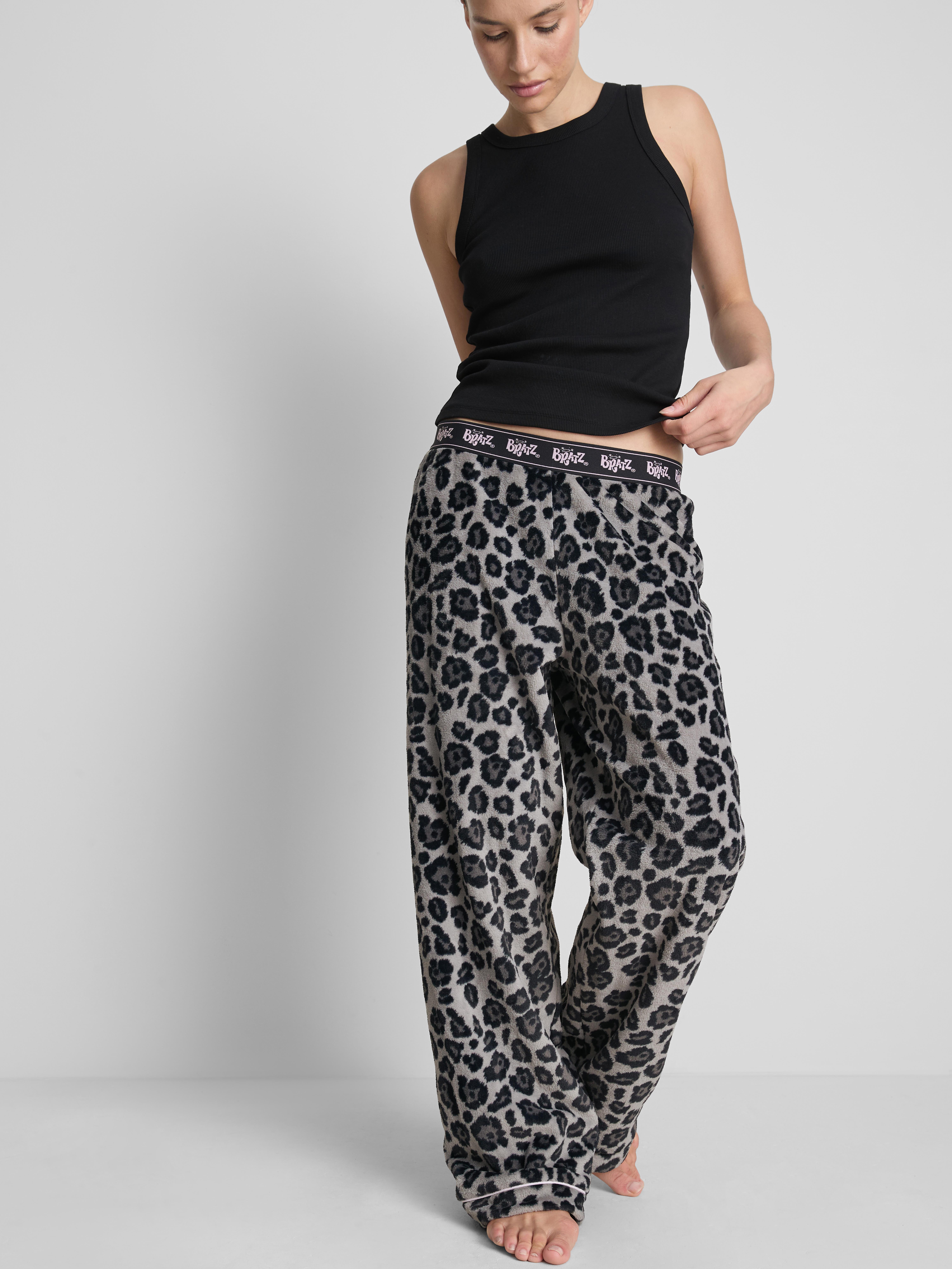 Pluchen pyjamabroek met luipaardprint Bratz