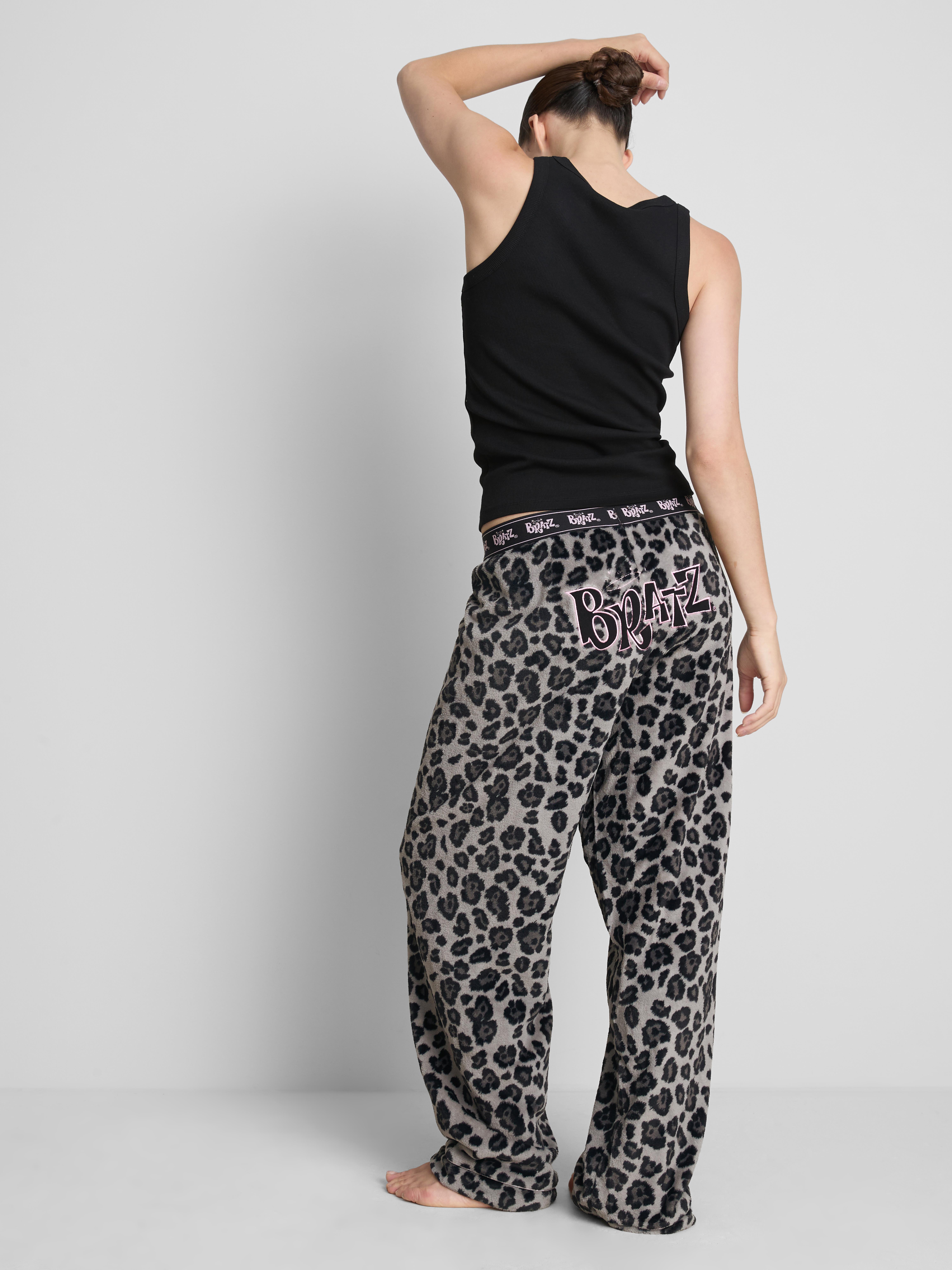 Pluchen pyjamabroek met luipaardprint Bratz