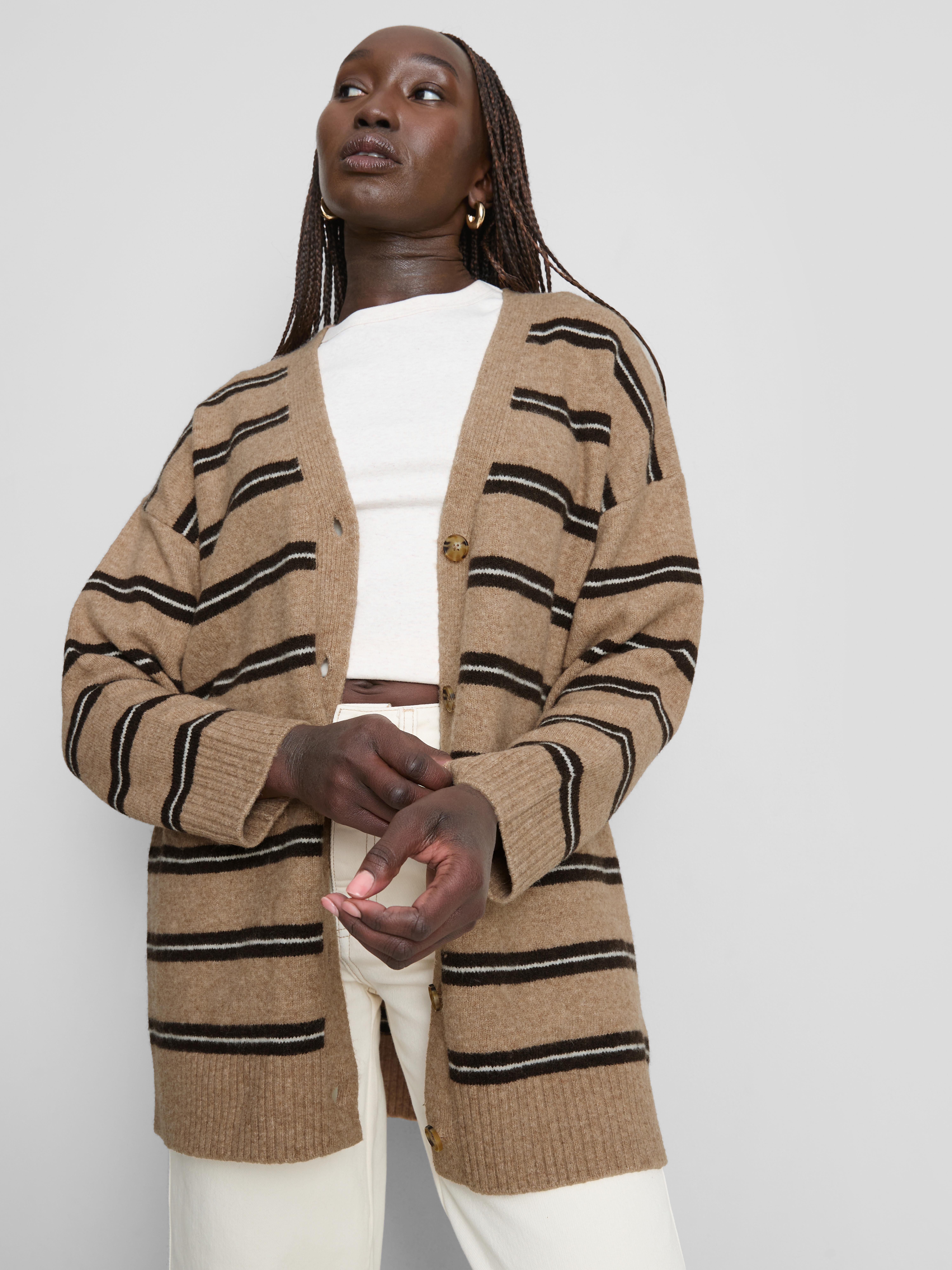 Womens Chocolate Striped Midi Cardigan | Primark