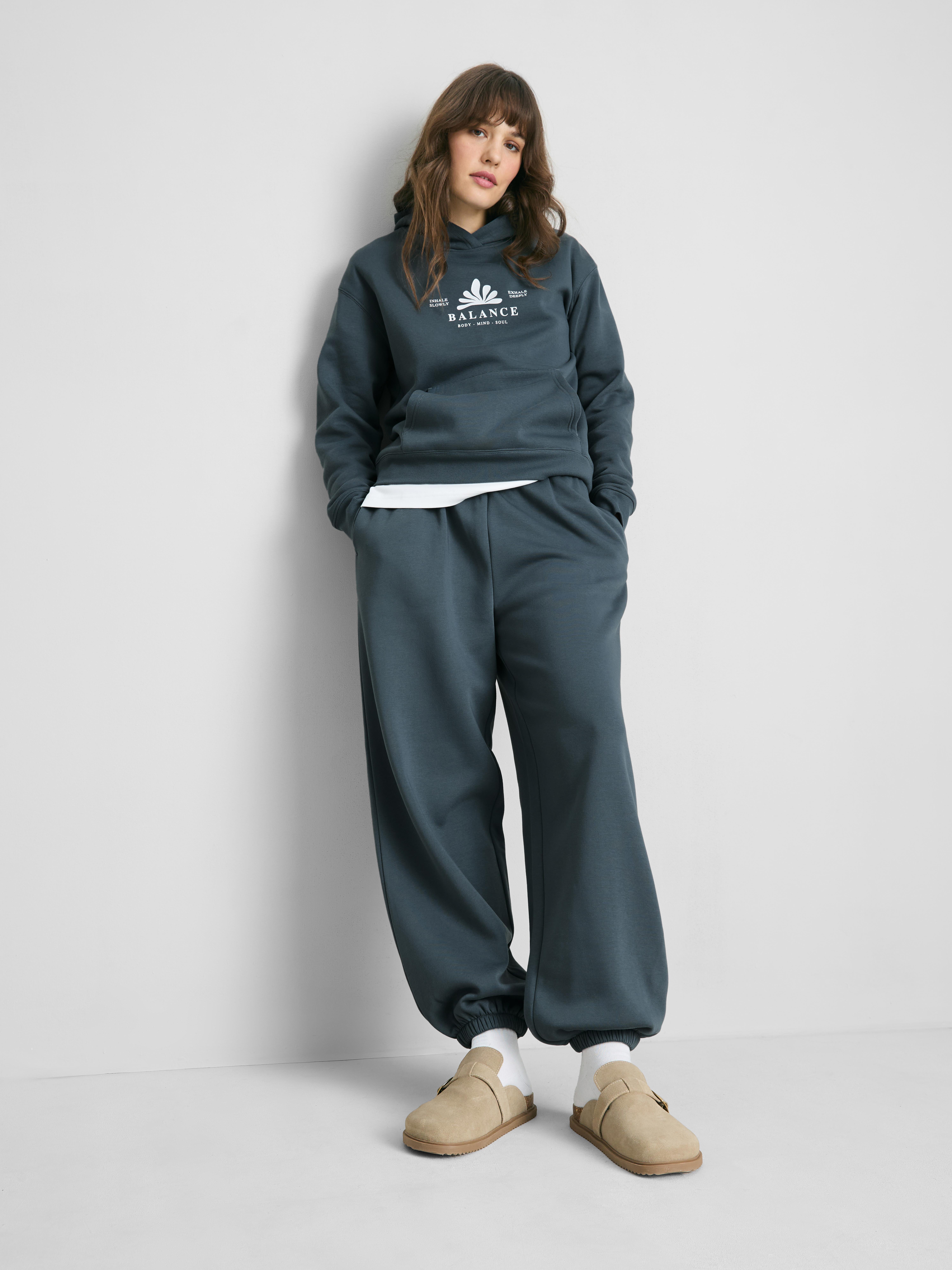 Cotton Blend Cuffed Joggers Teal