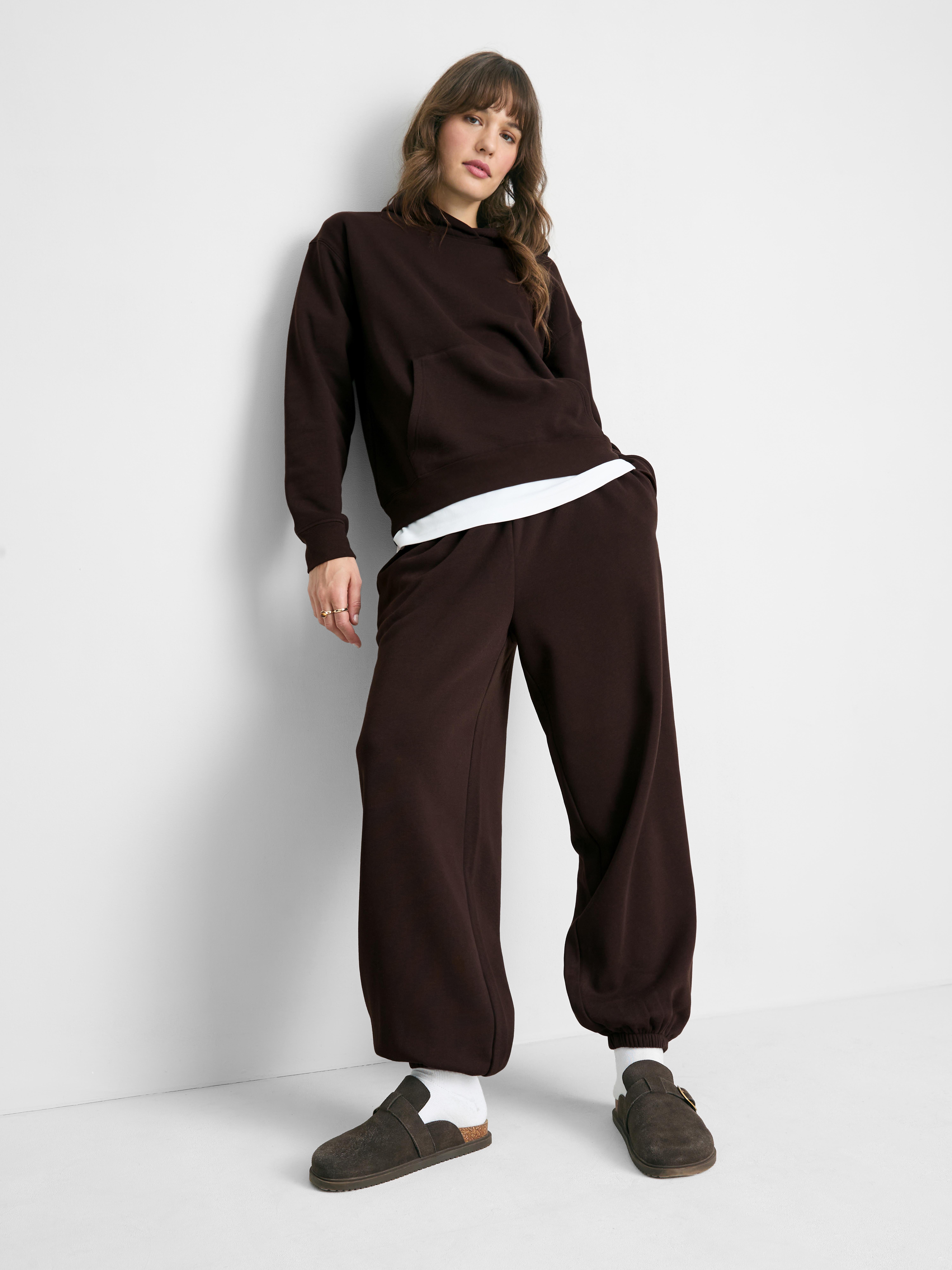 Cotton Blend Cuffed Joggers Chocolate