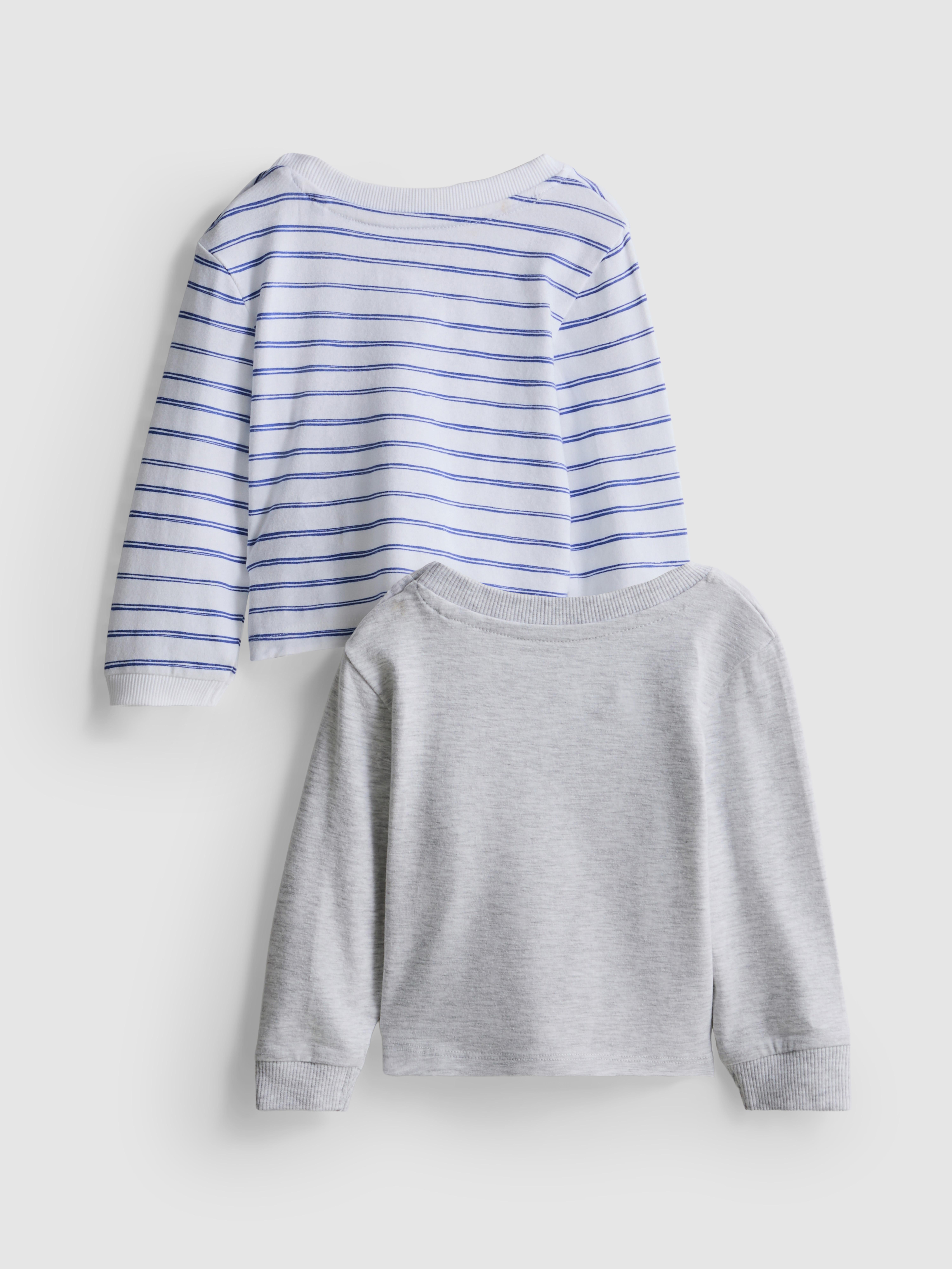 0-18mths | 2pk Pure Cotton Newborn Long Sleeve T-Shirts