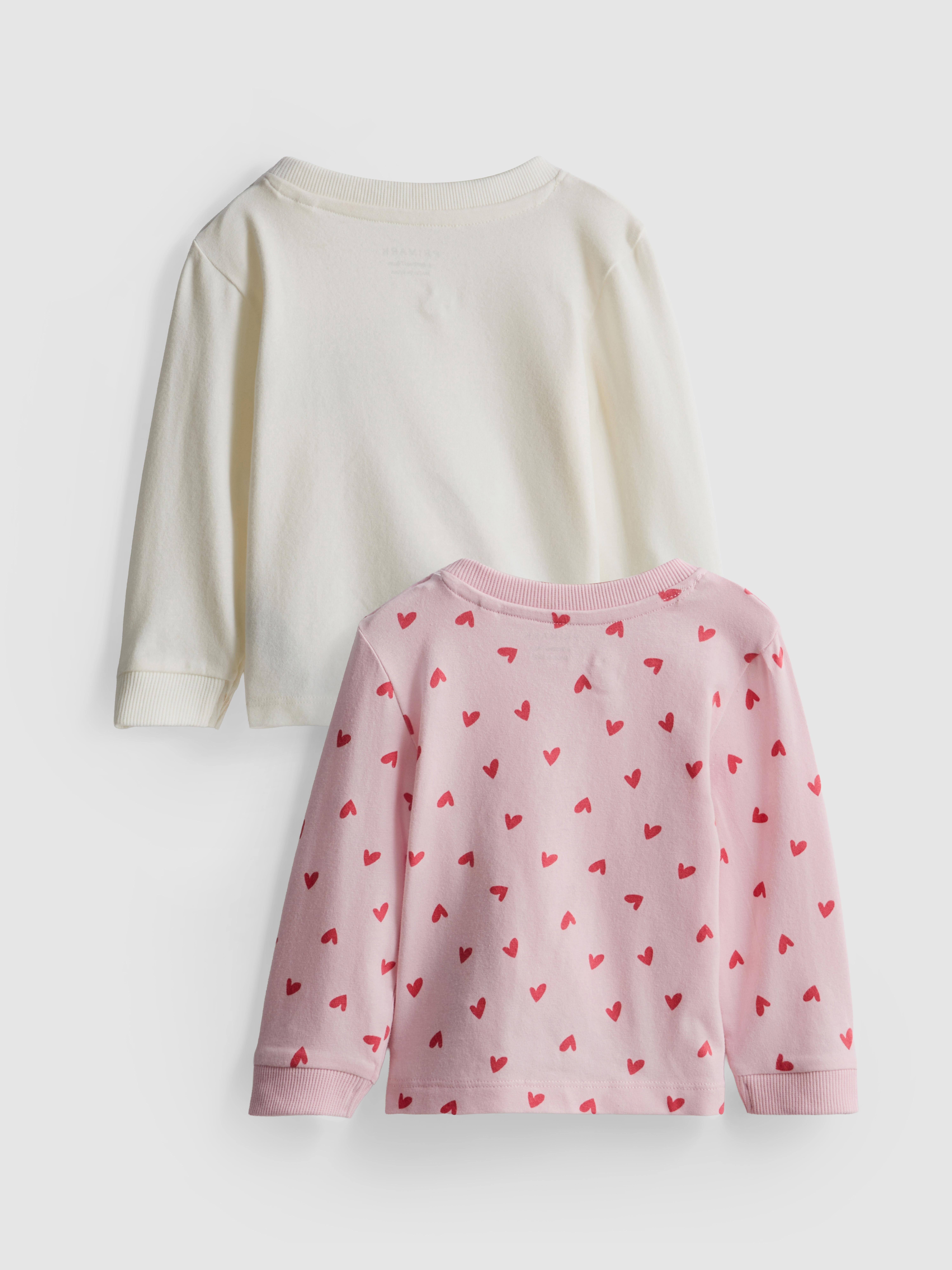 0-18mths | 2pk Pure Cotton Newborn Long Sleeve T-Shirts