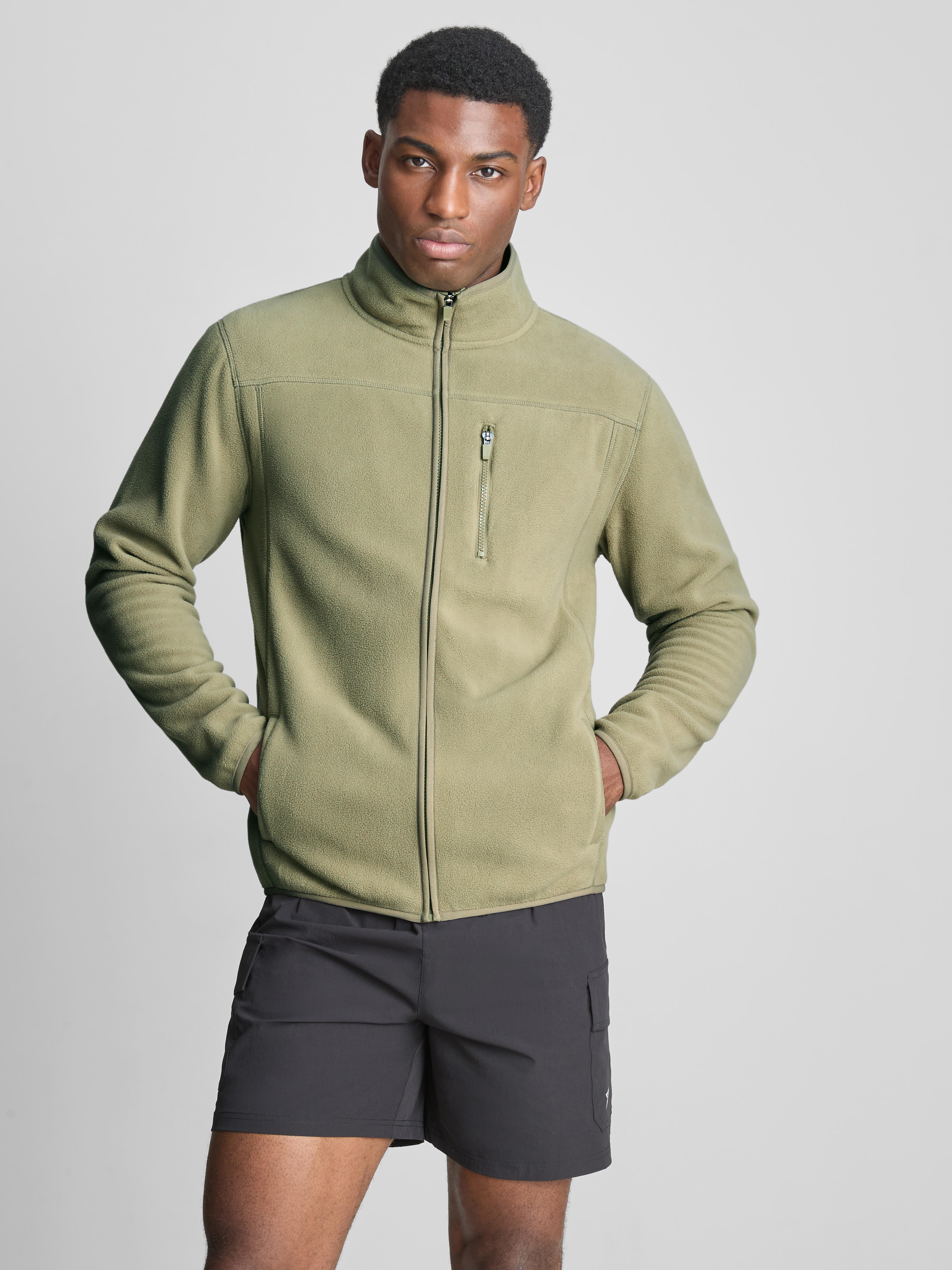 Zip-Up Fleece Jacket Khaki