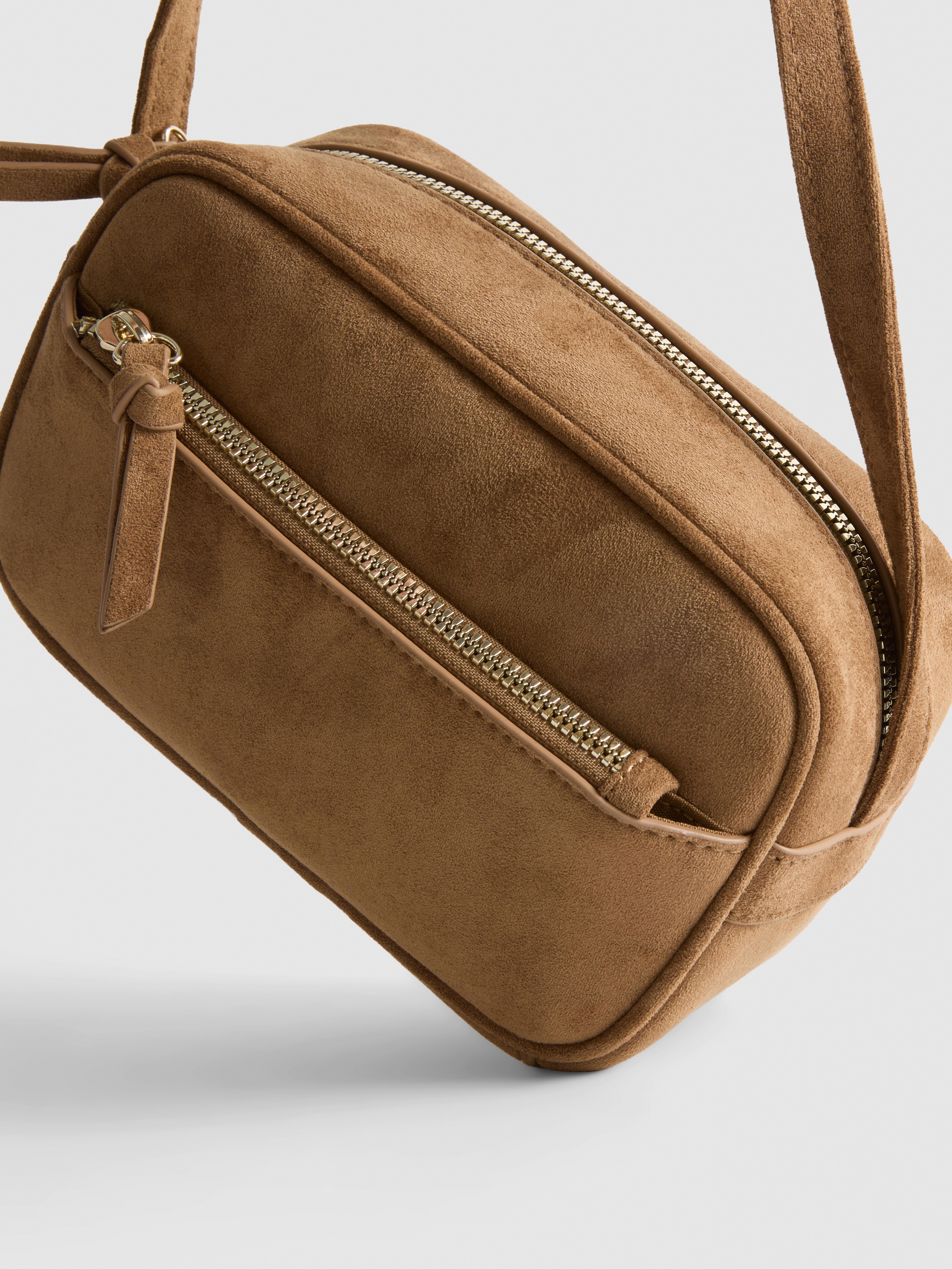 Faux Suede Camera Bag