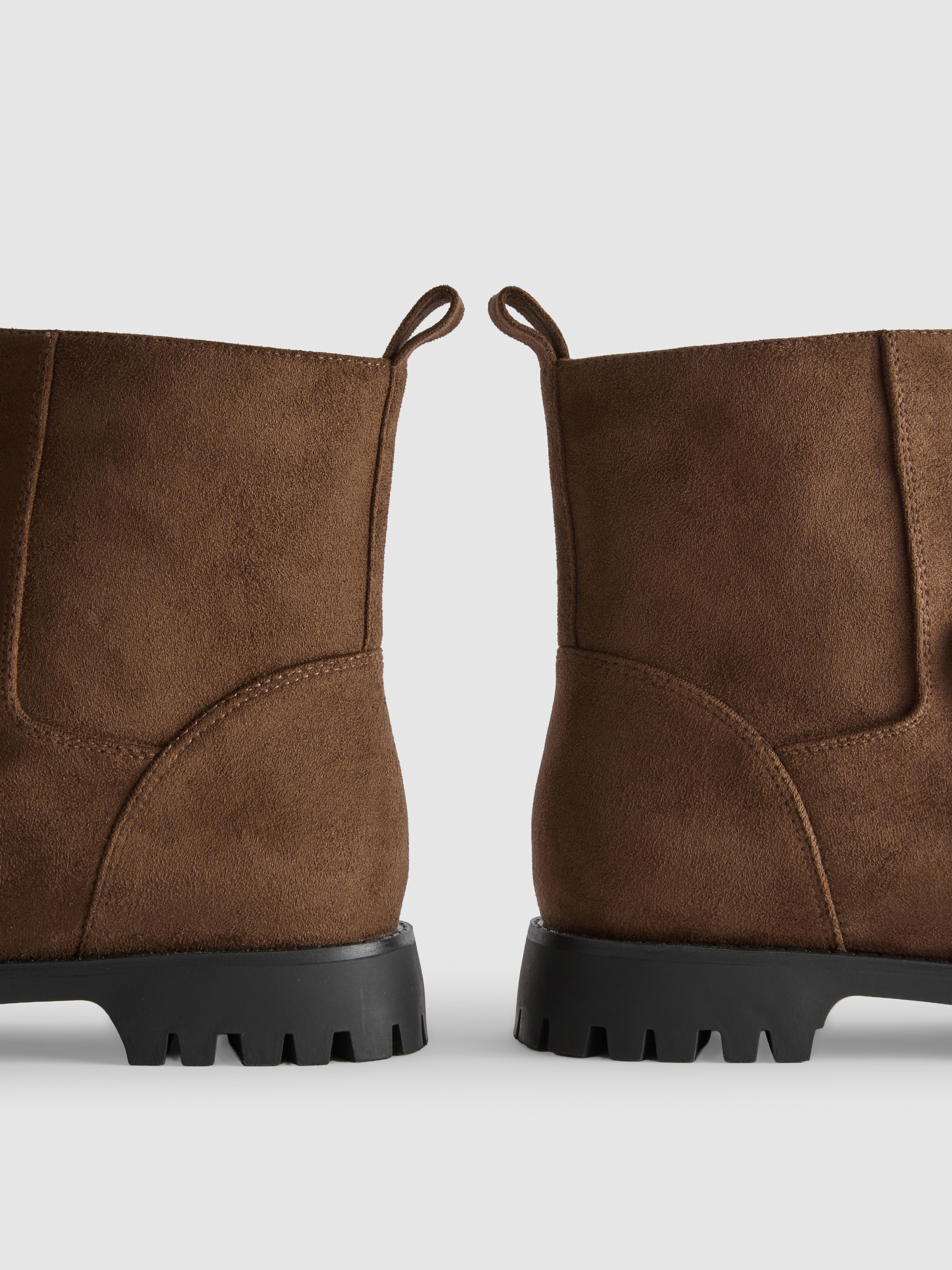 Faux Suede Loafer Ankle Boots