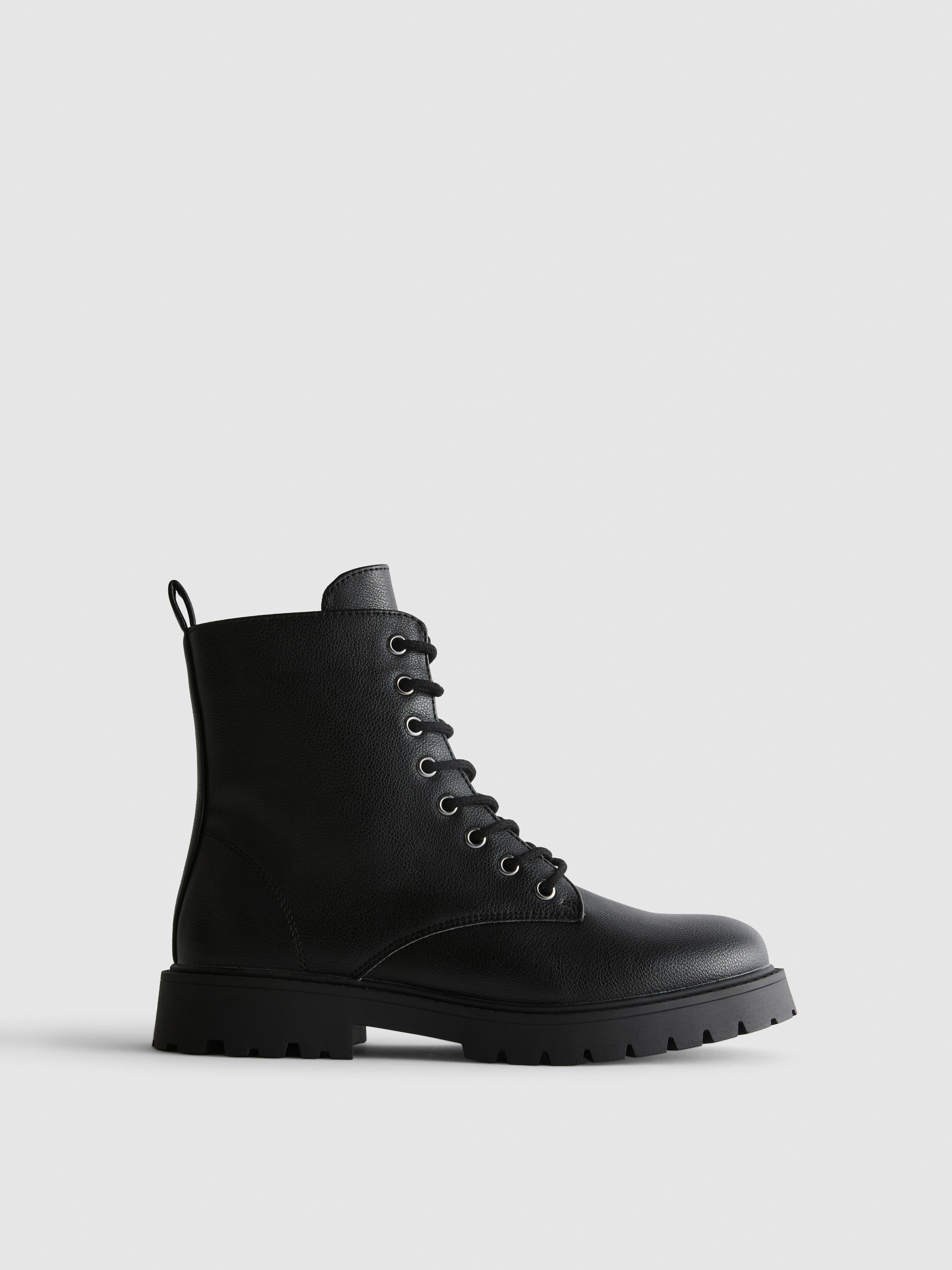 Faux Leather Biker Boots