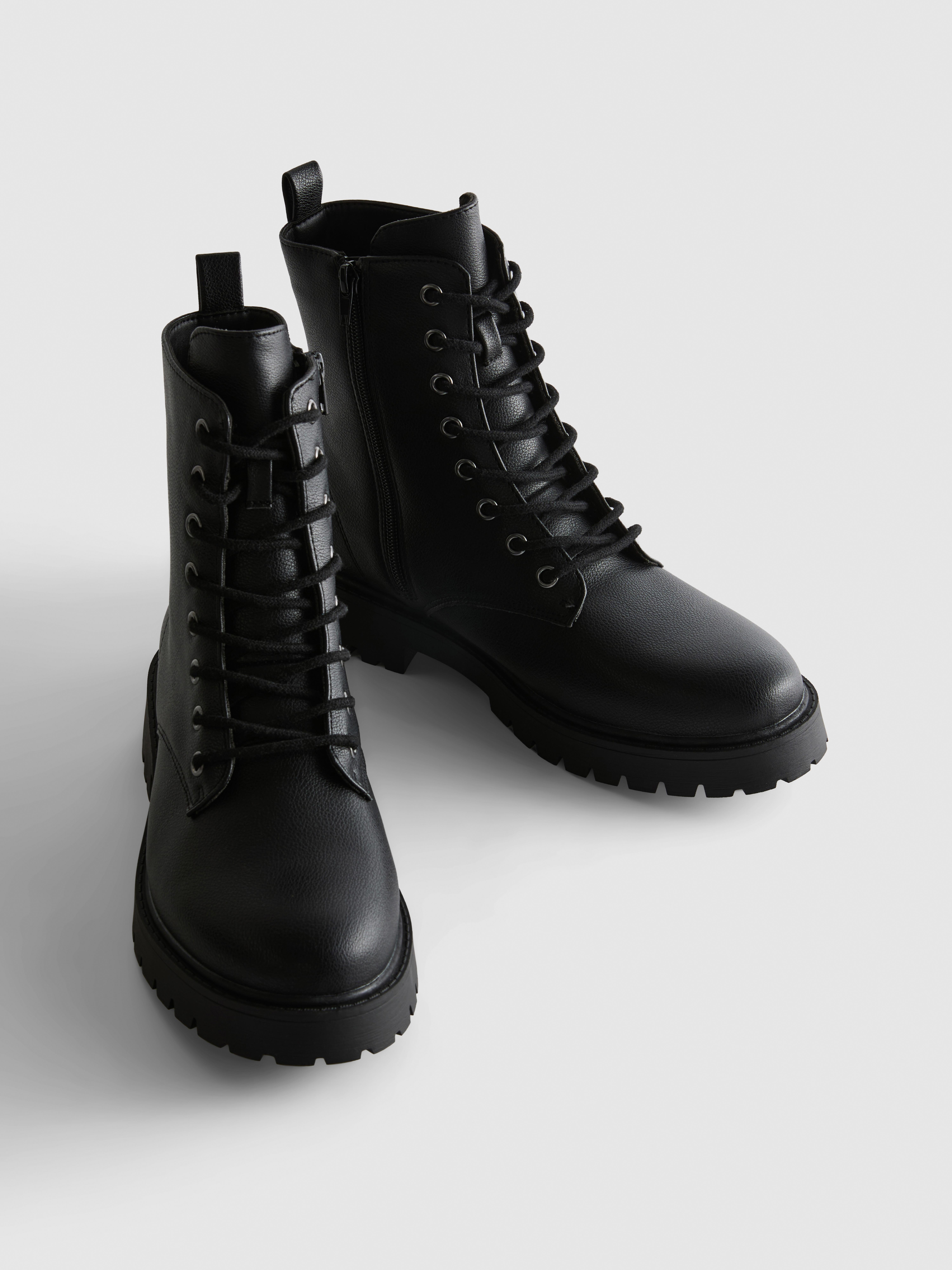 Faux Leather Biker Boots