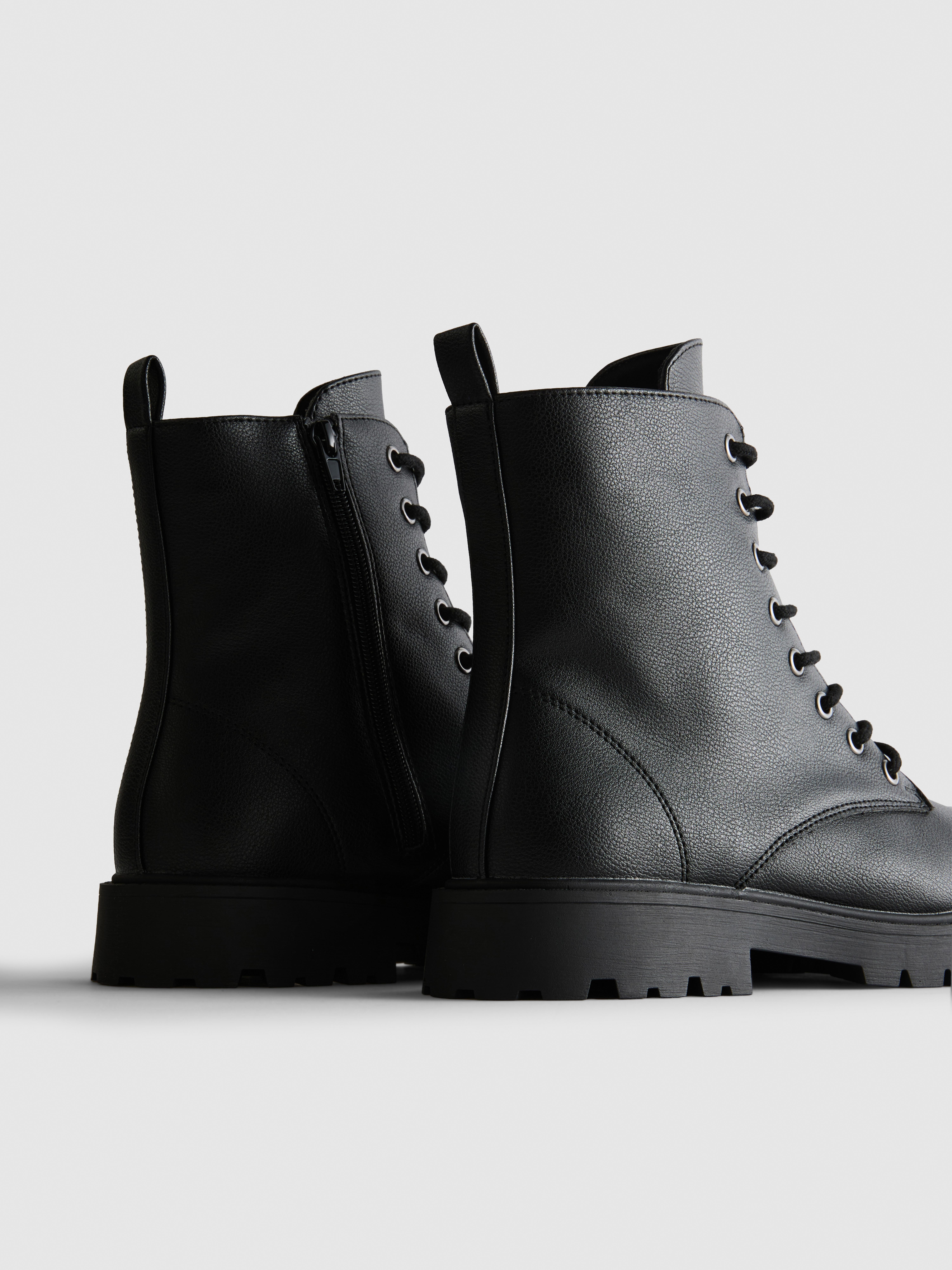 Faux Leather Biker Boots
