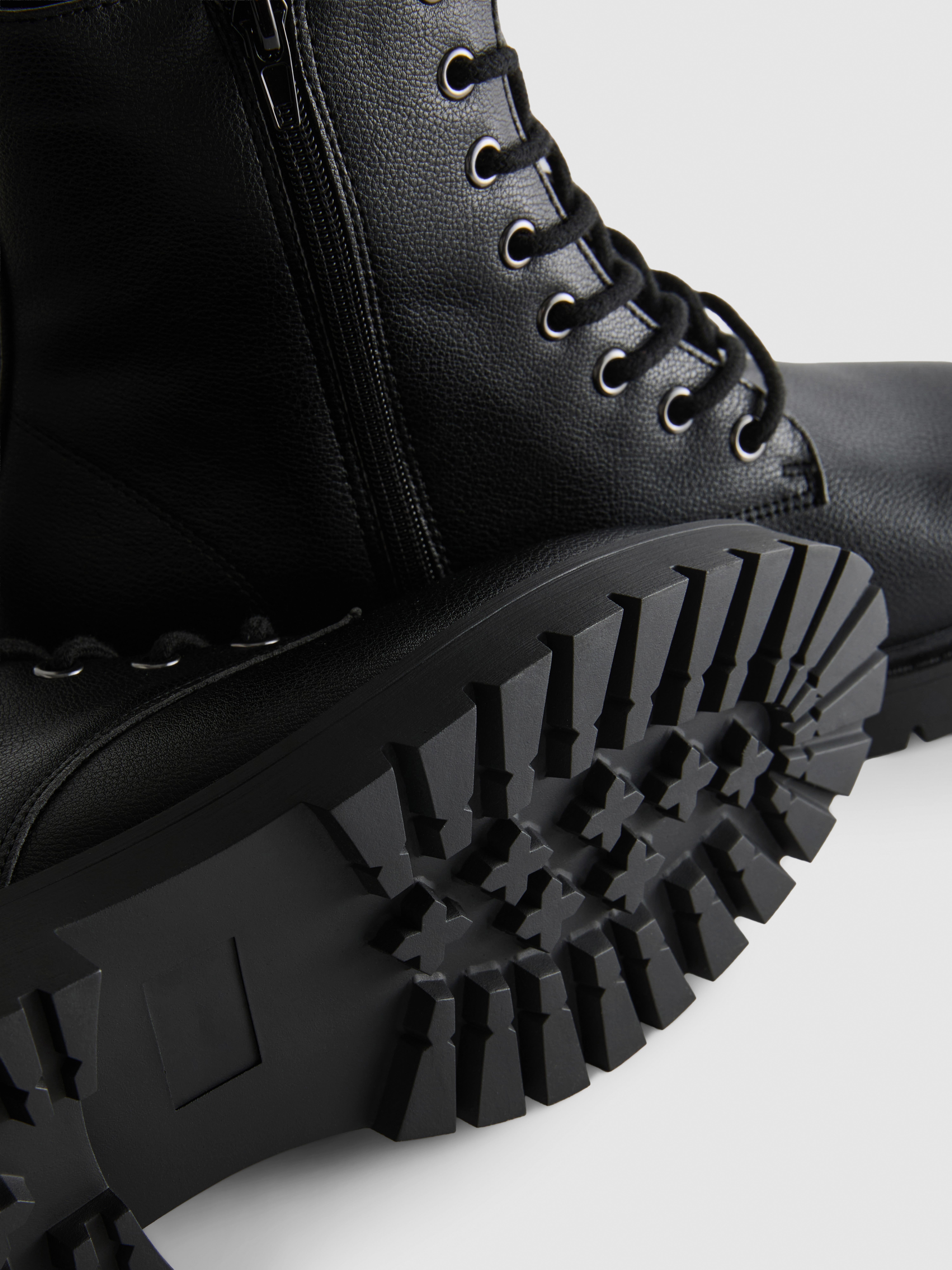 Faux Leather Biker Boots