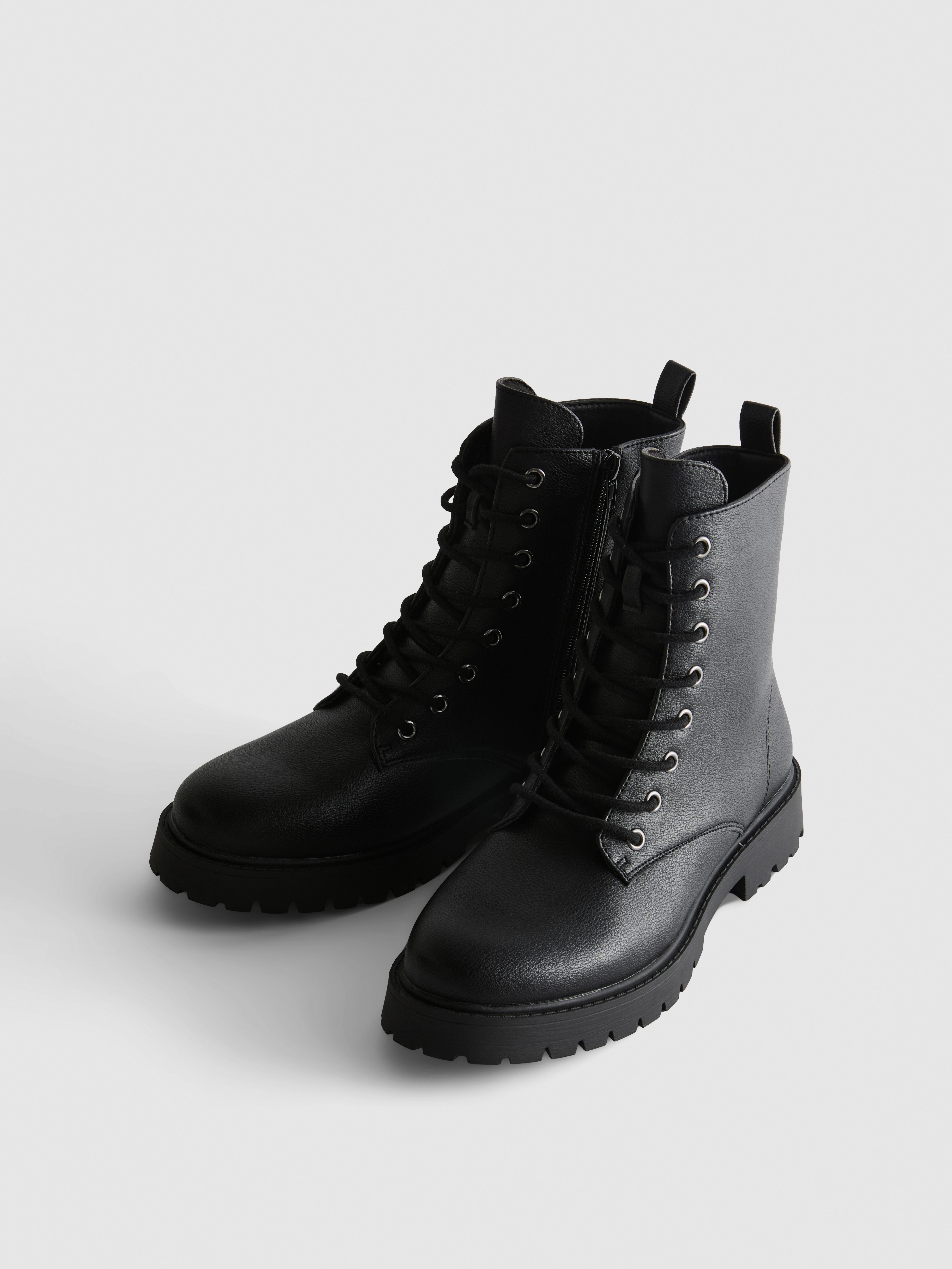 Faux Leather Biker Boots