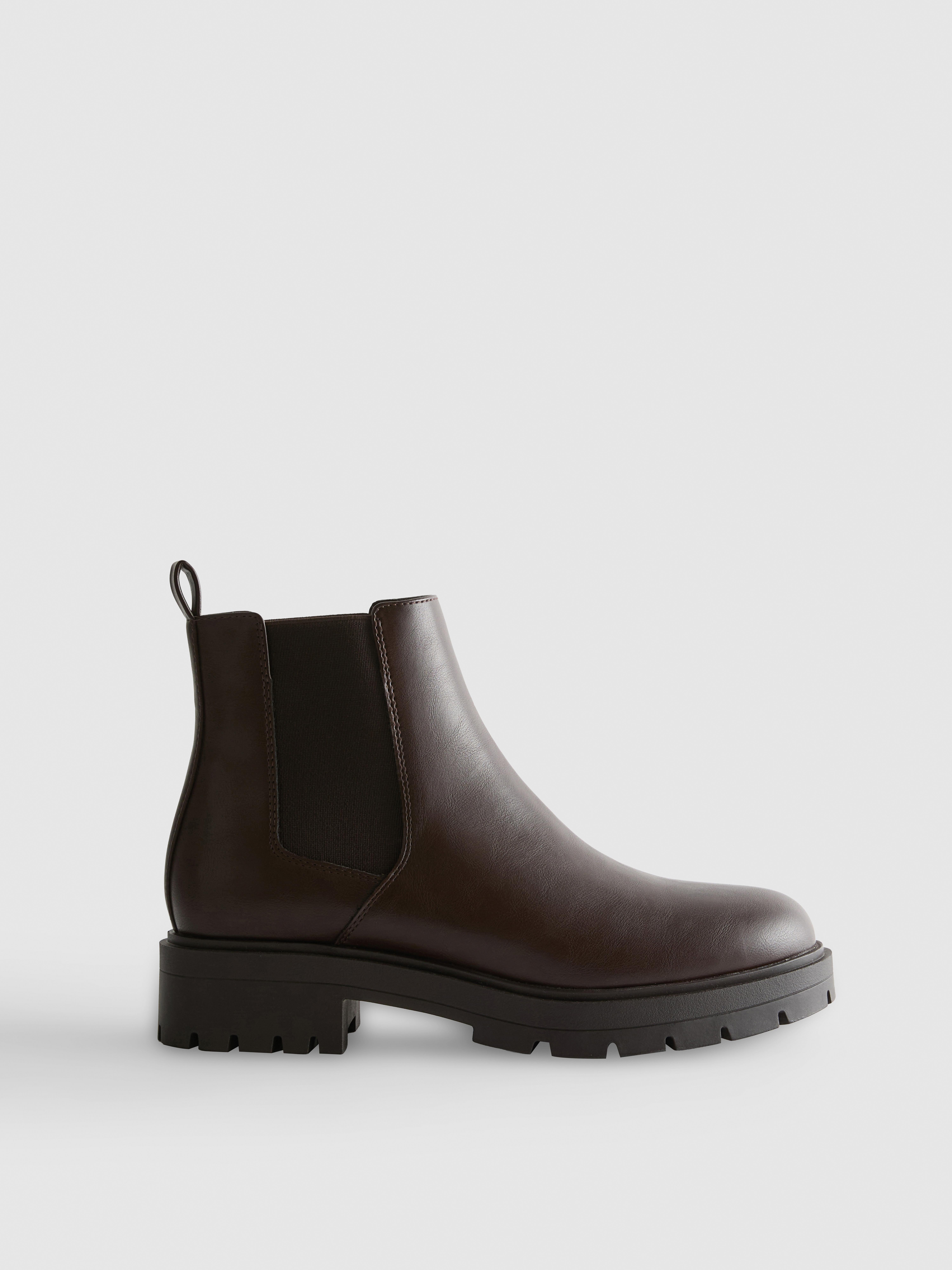 Robuuste Chelsea-boots van imitatieleer Chocoladebruin