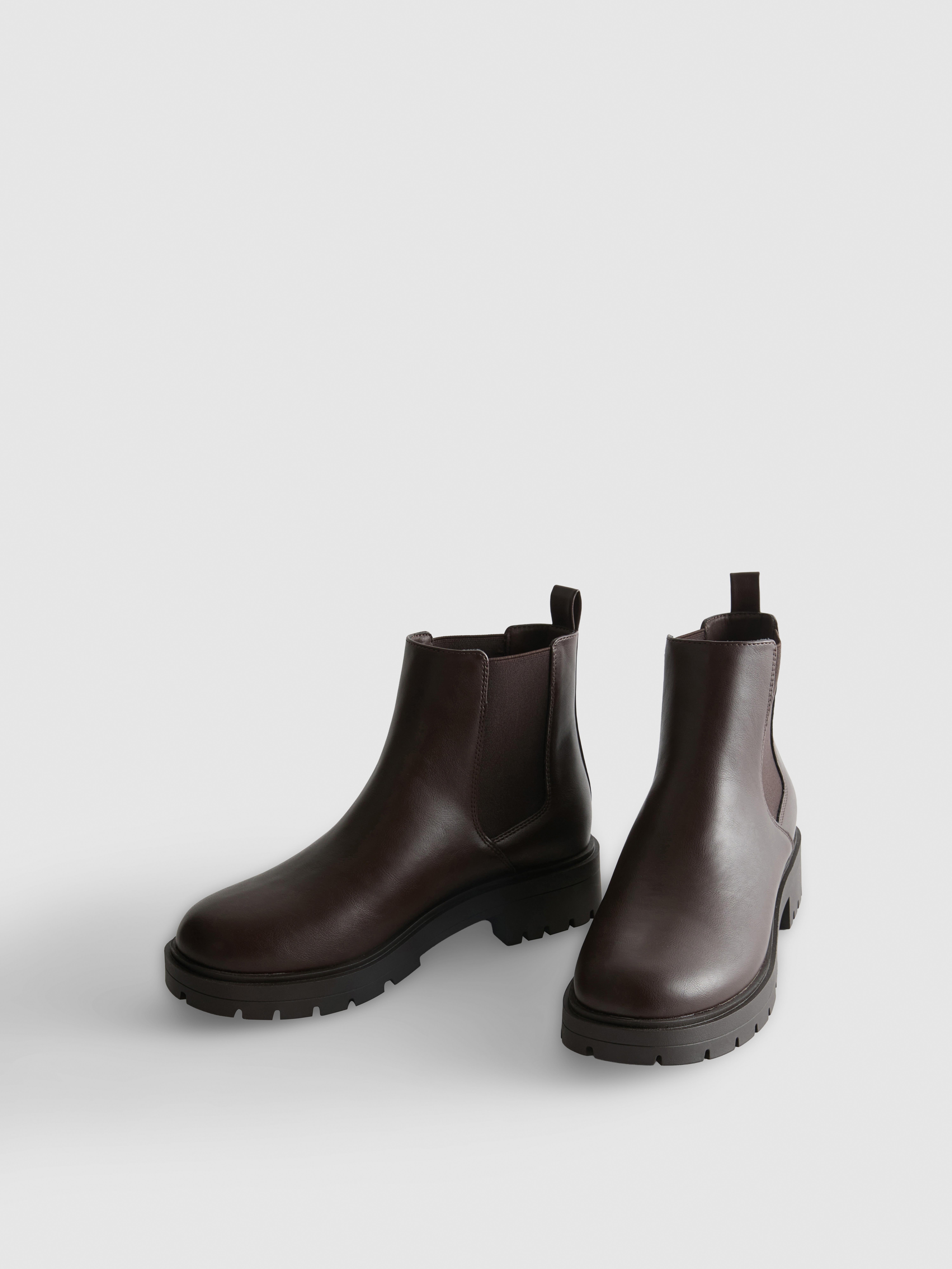 Faux Leather Chunky Chelsea Boots