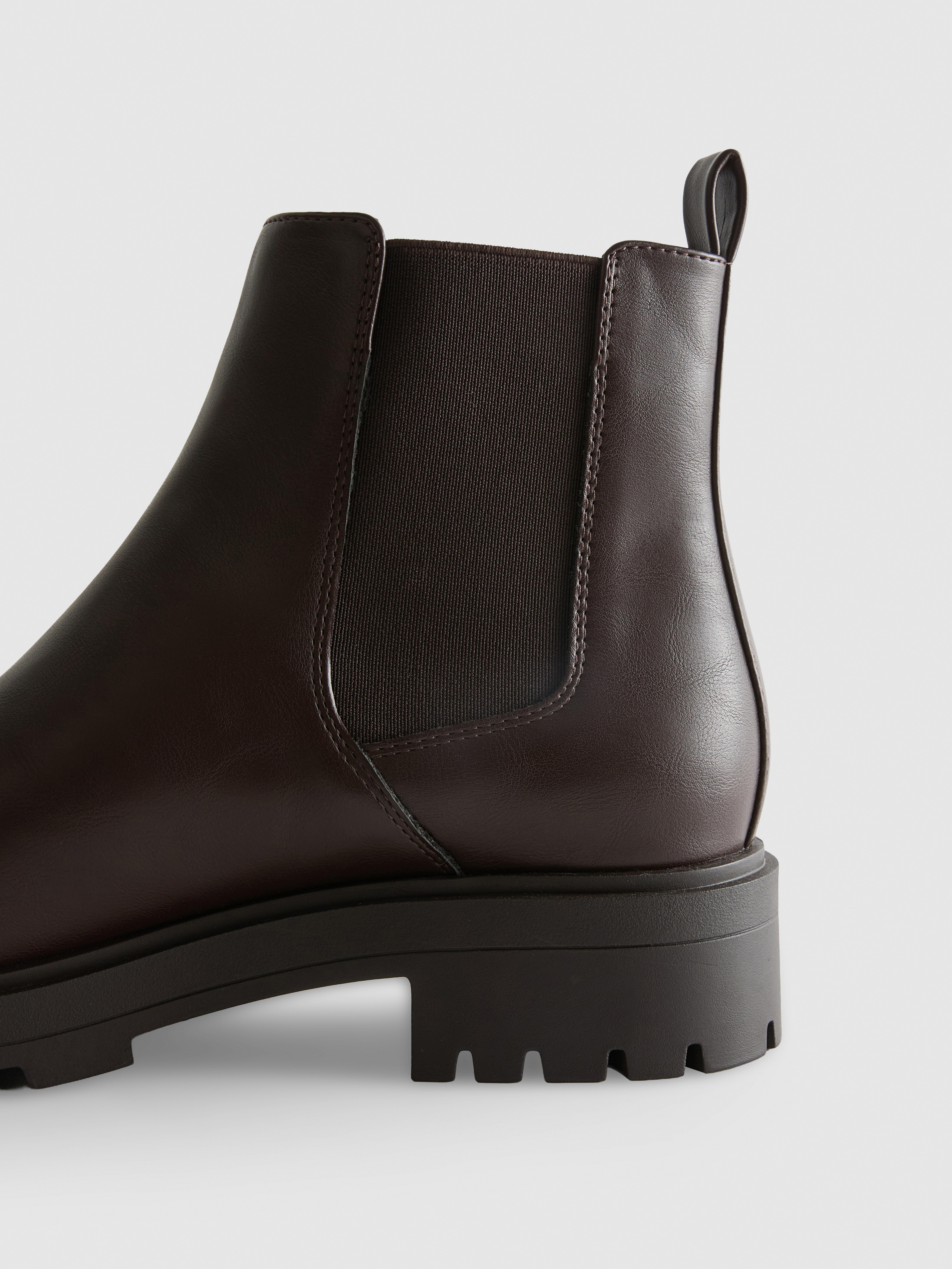 Faux Leather Chunky Chelsea Boots