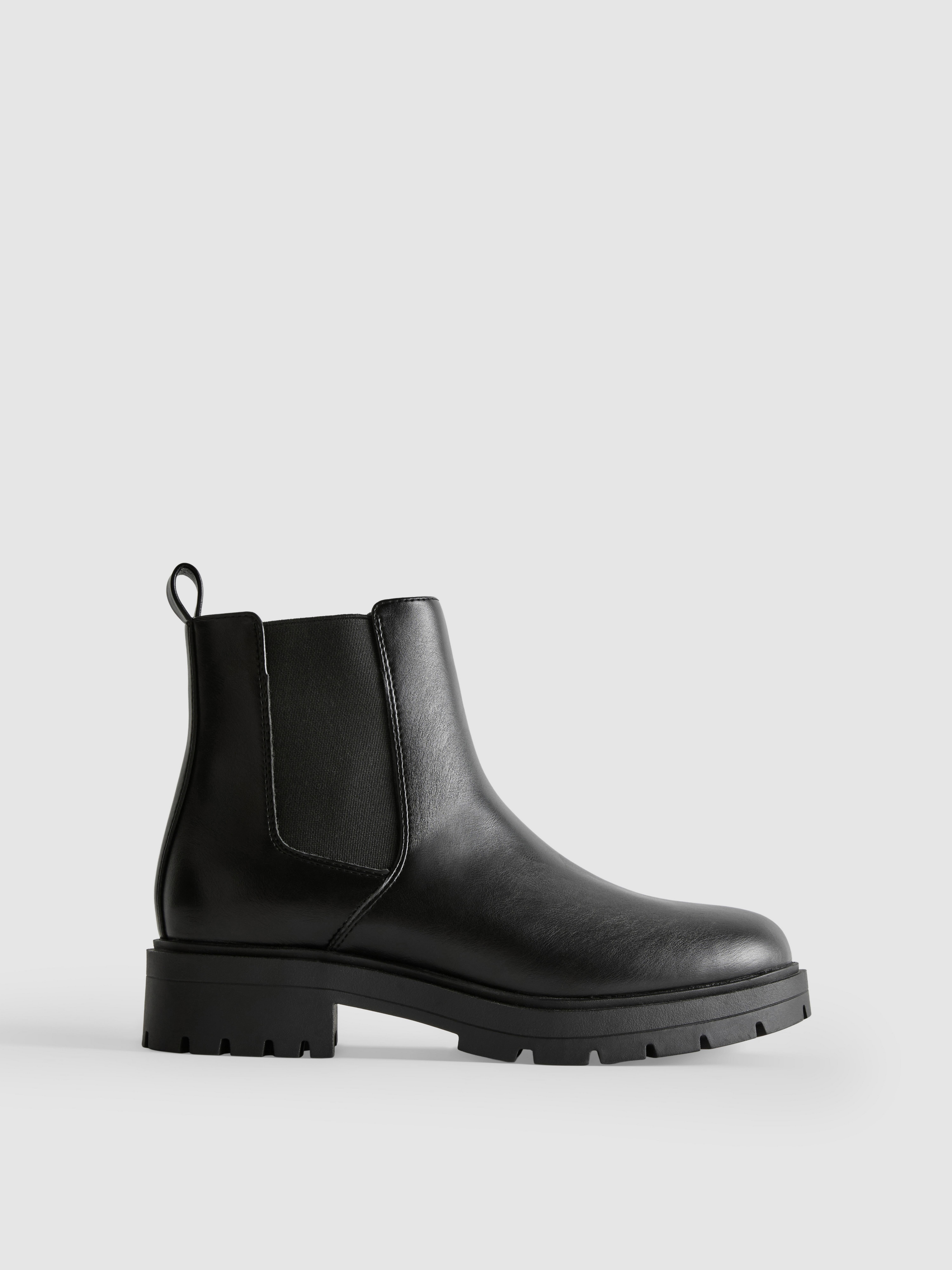 Faux Leather Chunky Chelsea Boots