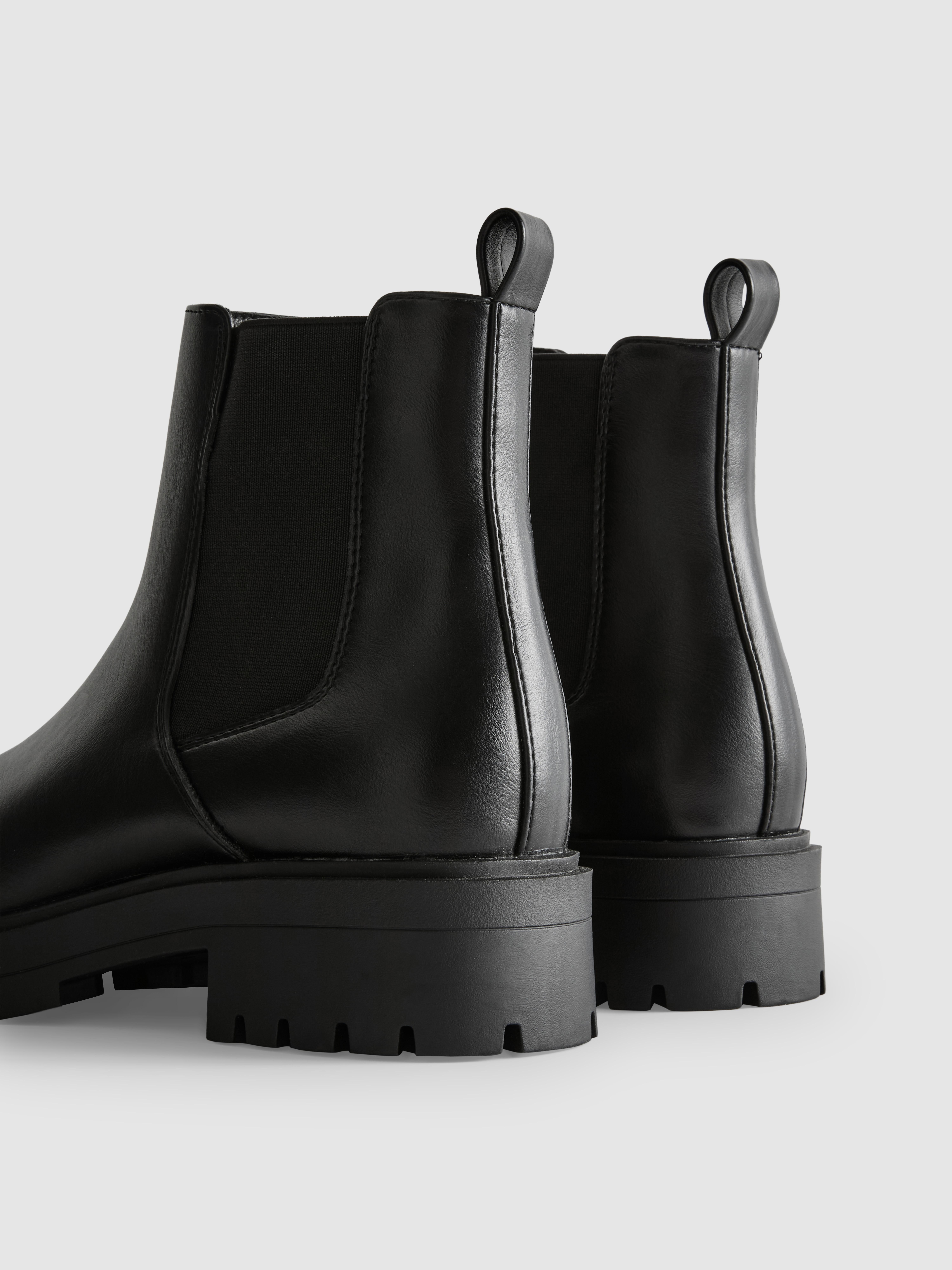 Faux Leather Chunky Chelsea Boots