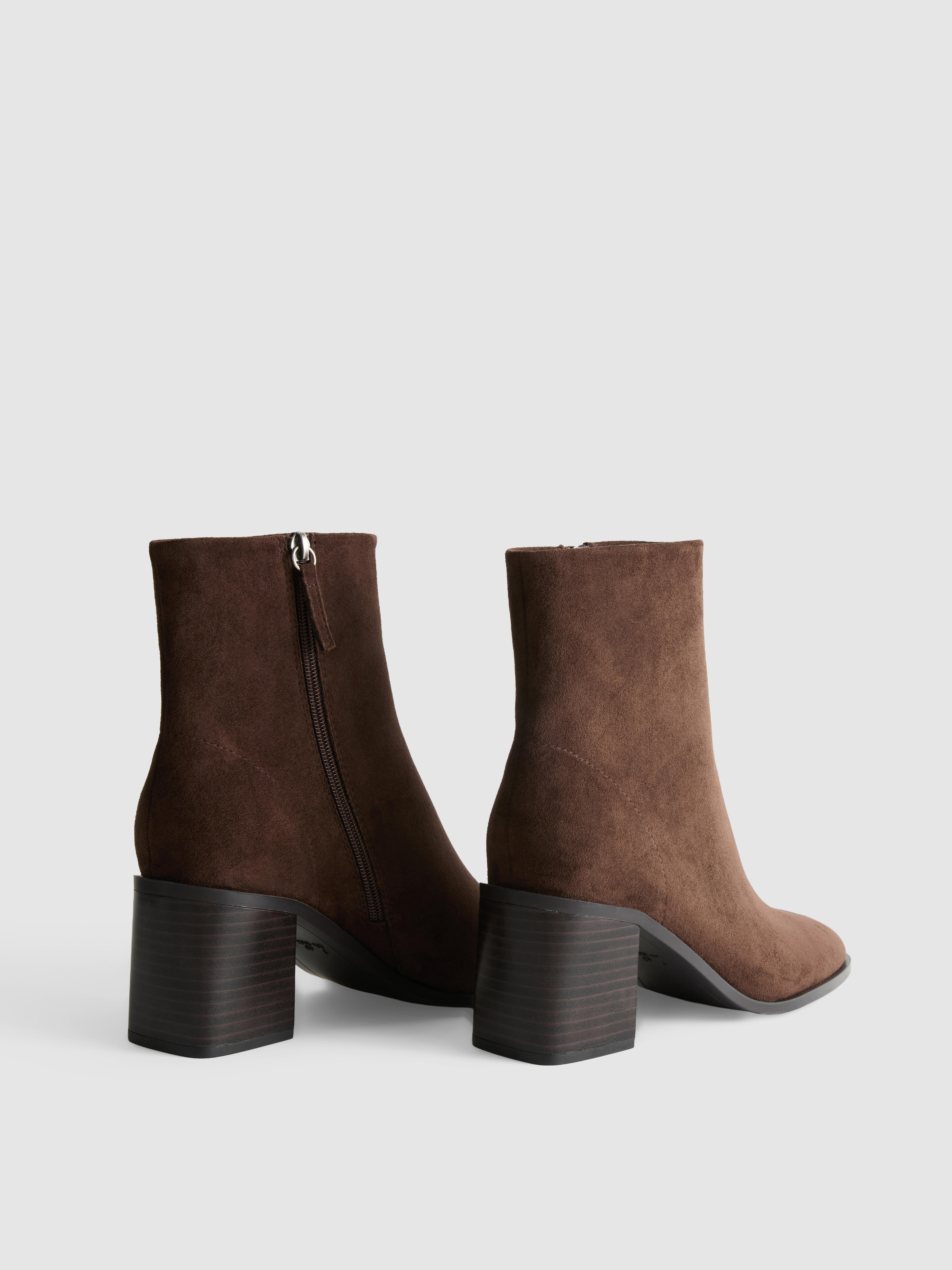 Faux Suede Pointed Ankle Boots