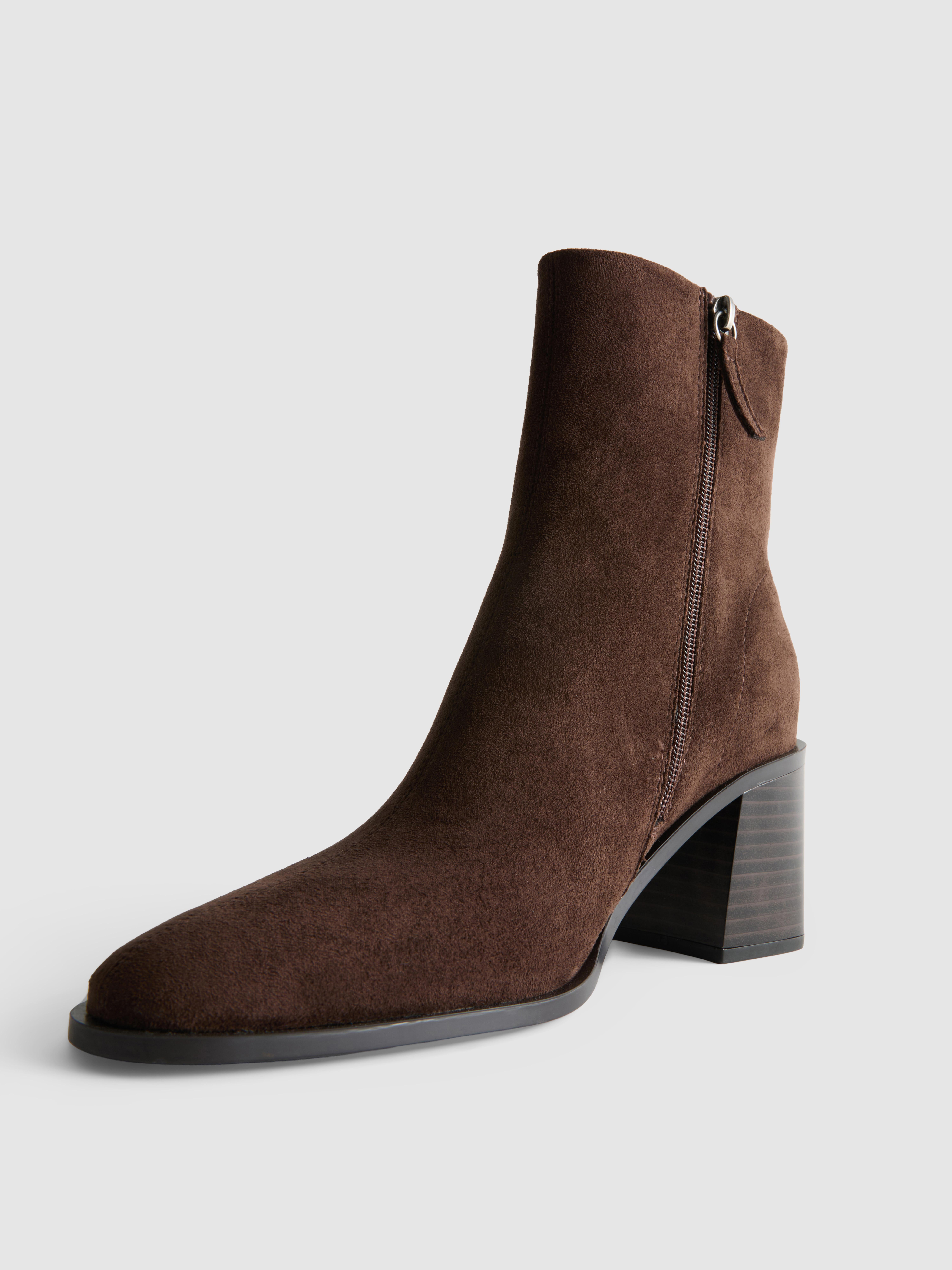 Faux Suede Pointed Ankle Boots