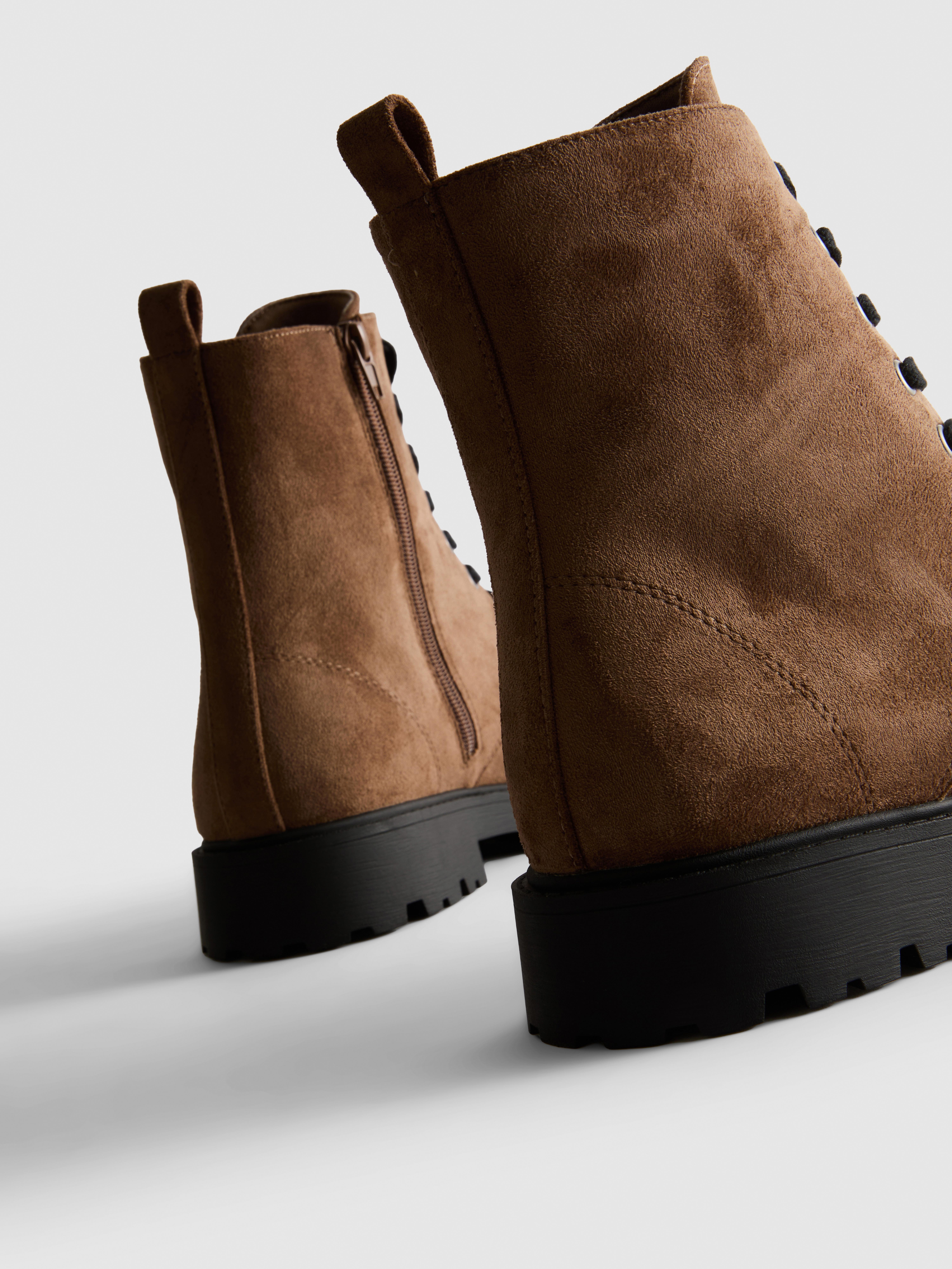 Faux Suede Biker Boots