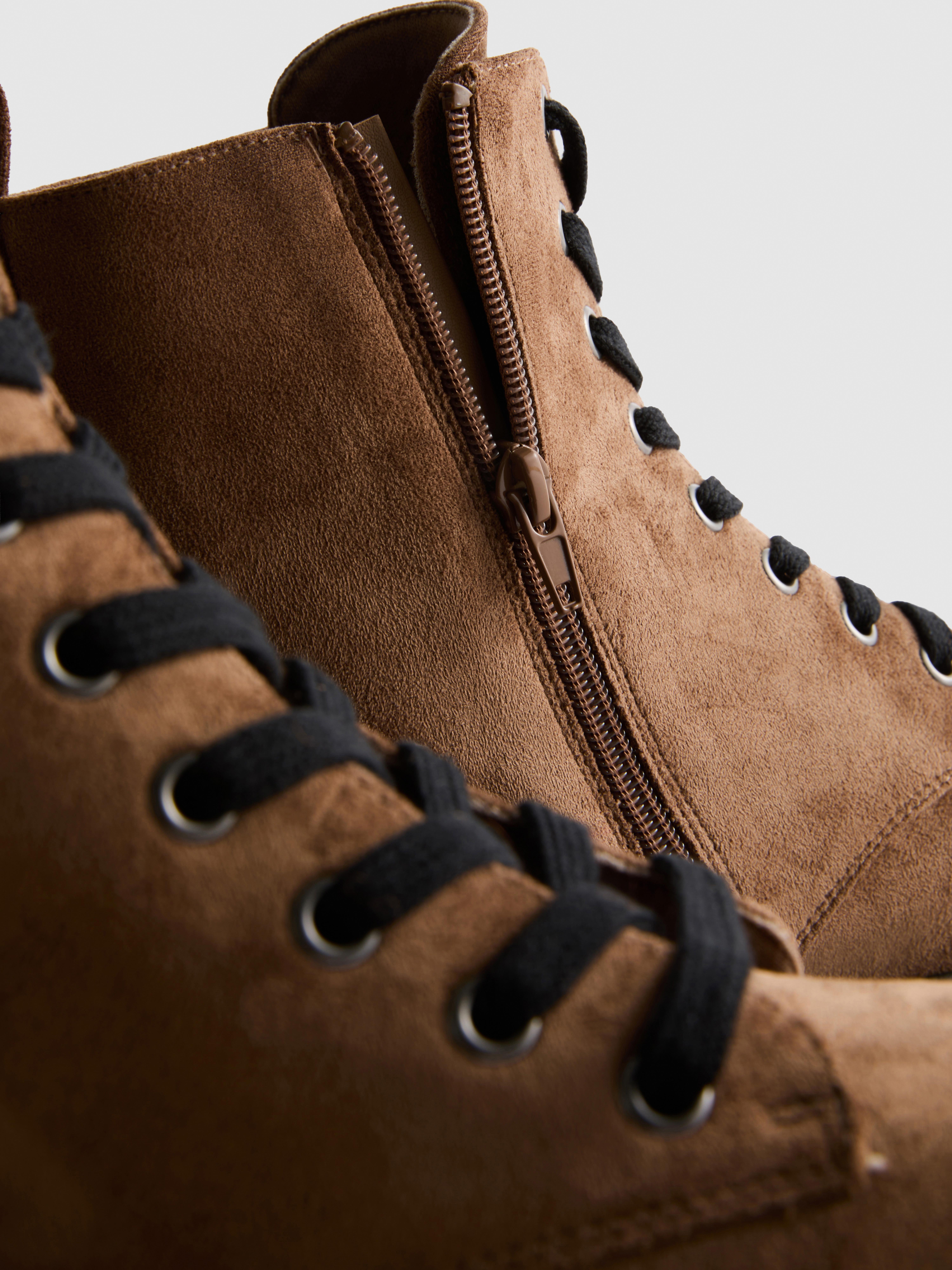 Faux Suede Biker Boots