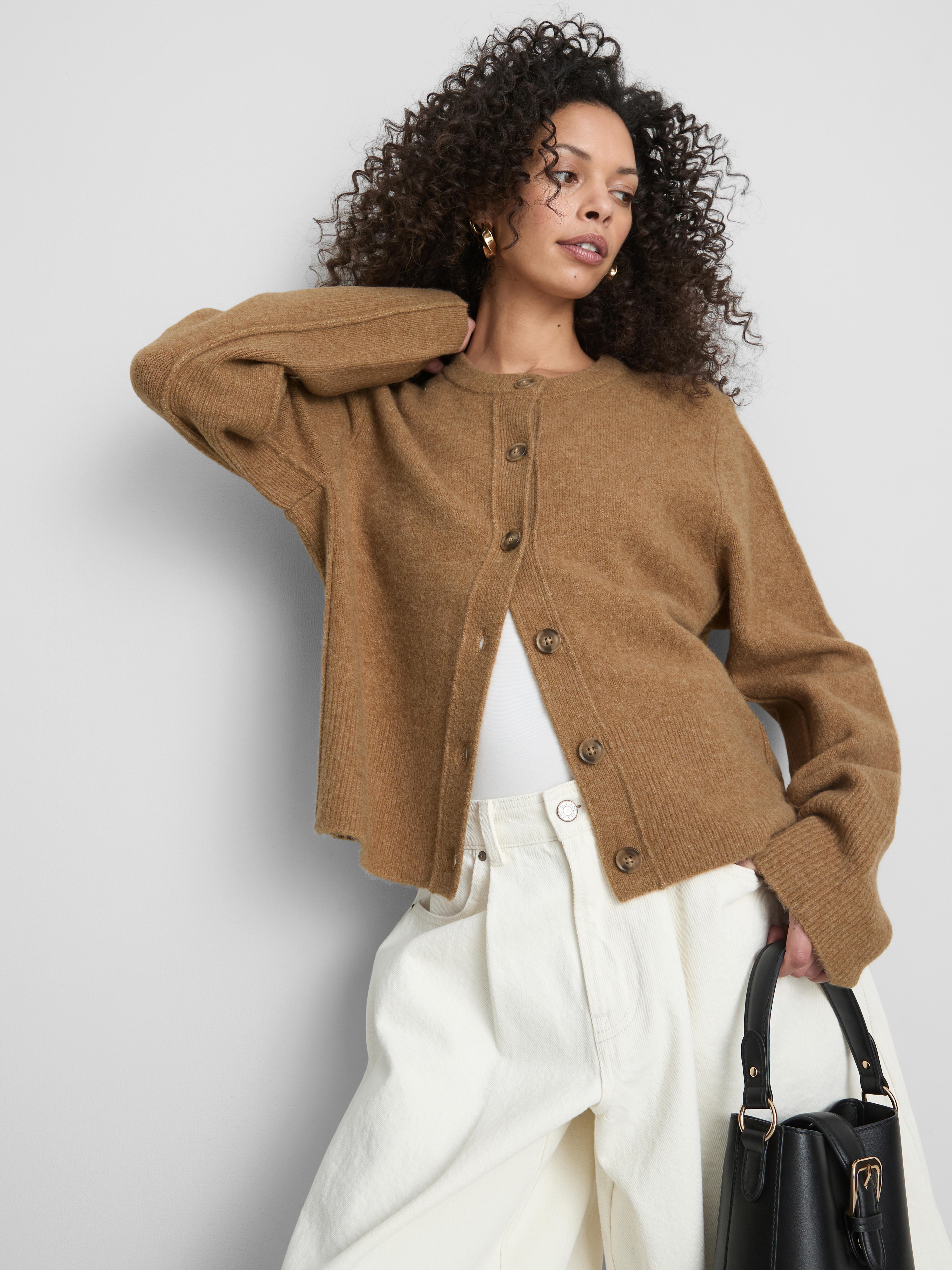 Relaxed Knitted Crew Neck Cardigan