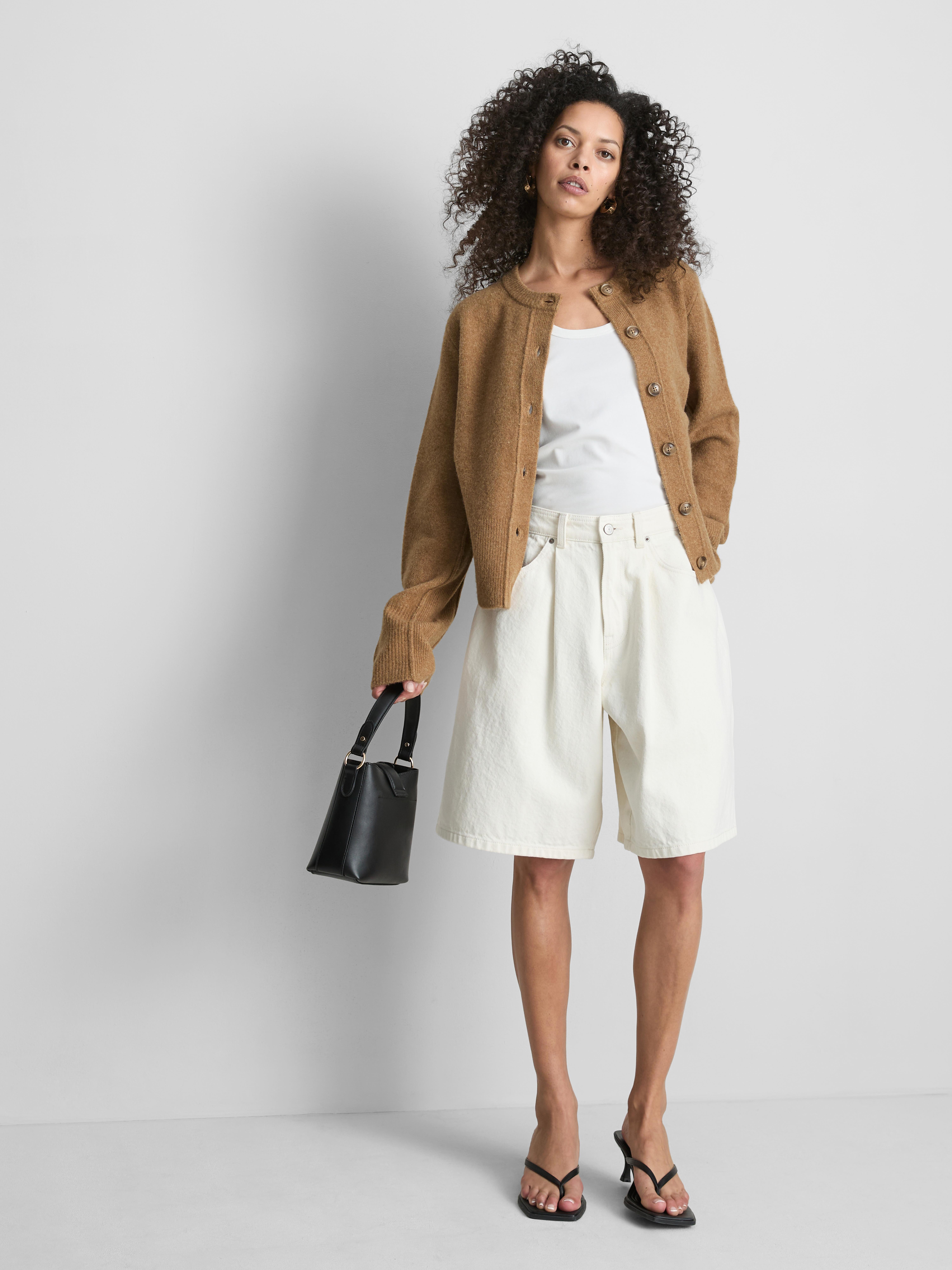 Relaxed Knitted Crew Neck Cardigan