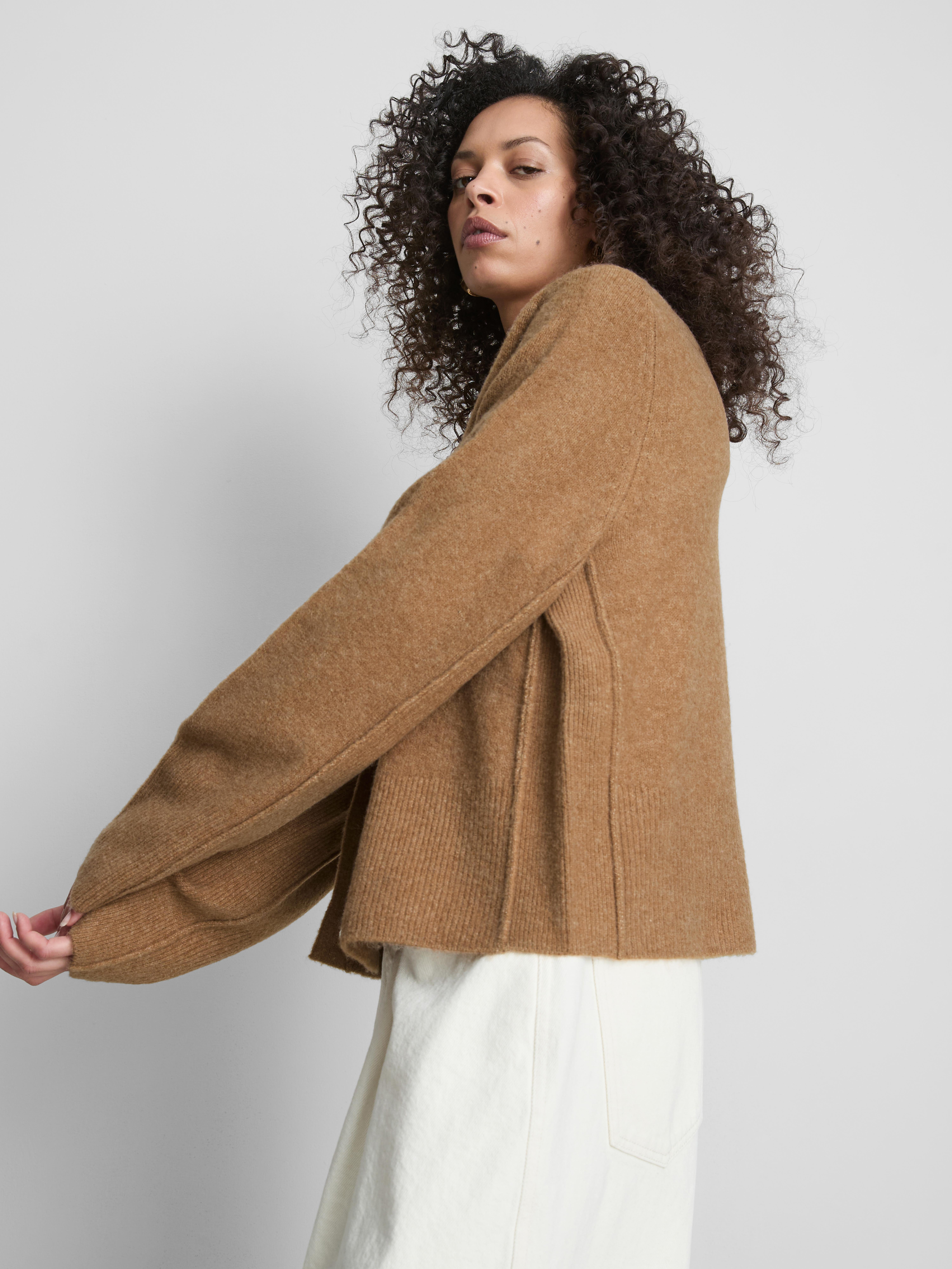 Relaxed Knitted Crew Neck Cardigan